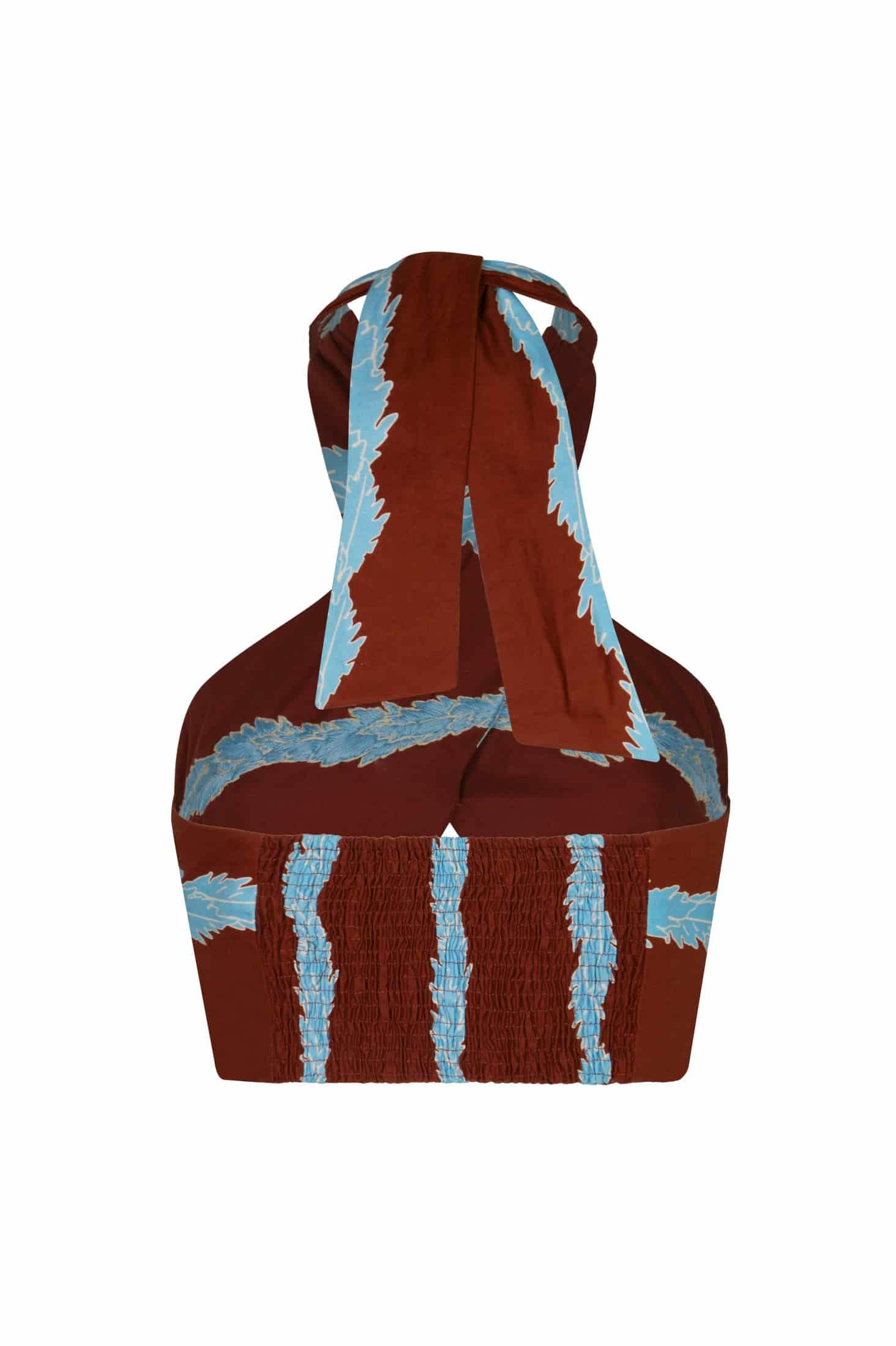 Emilia Hand Embroidered Cotton Top / Chocolate Striped Helechos - miniatura 4