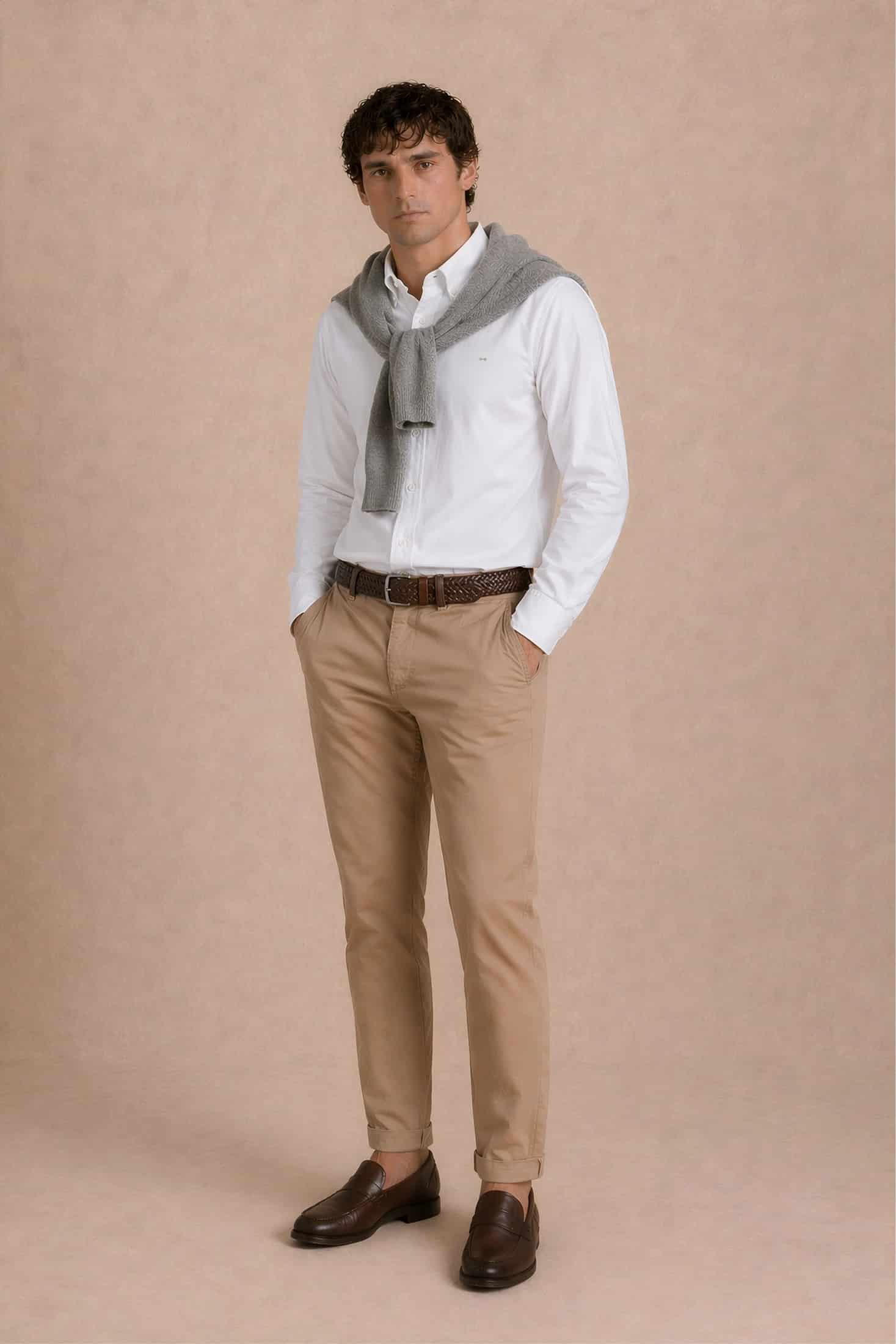 Camisa Antimanchas Popelina Blanca Logo Gris Claro - Talla Regular - miniatura 2