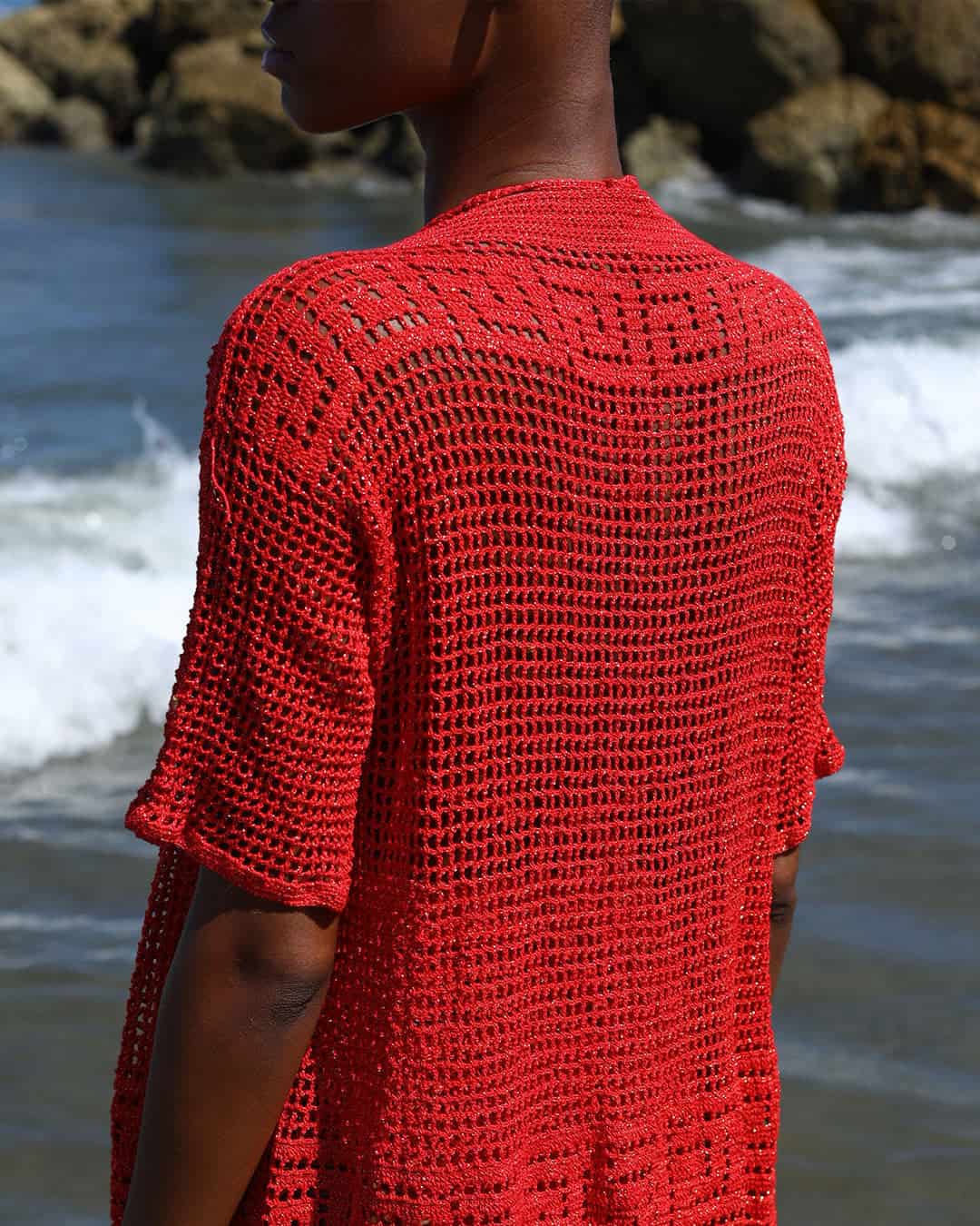 T-Shirt Crochet Dress Ipapule red - miniatura 4