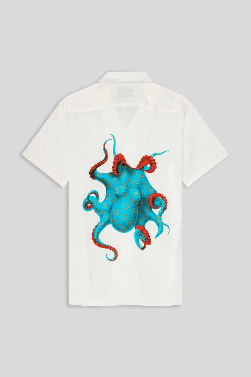 Men's linen shirt turquoise octopus - miniatura 1