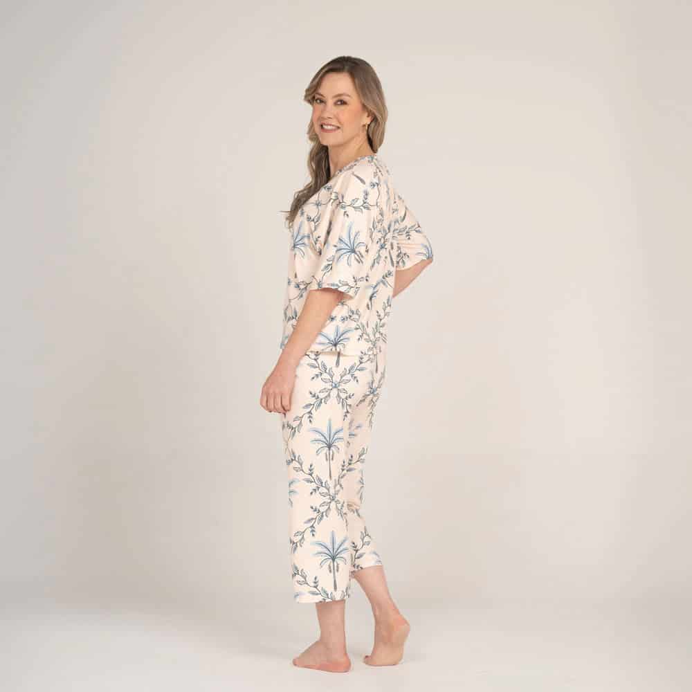 Conjunto de Pijama Pantalón Capri Palma Azul. - miniatura 2