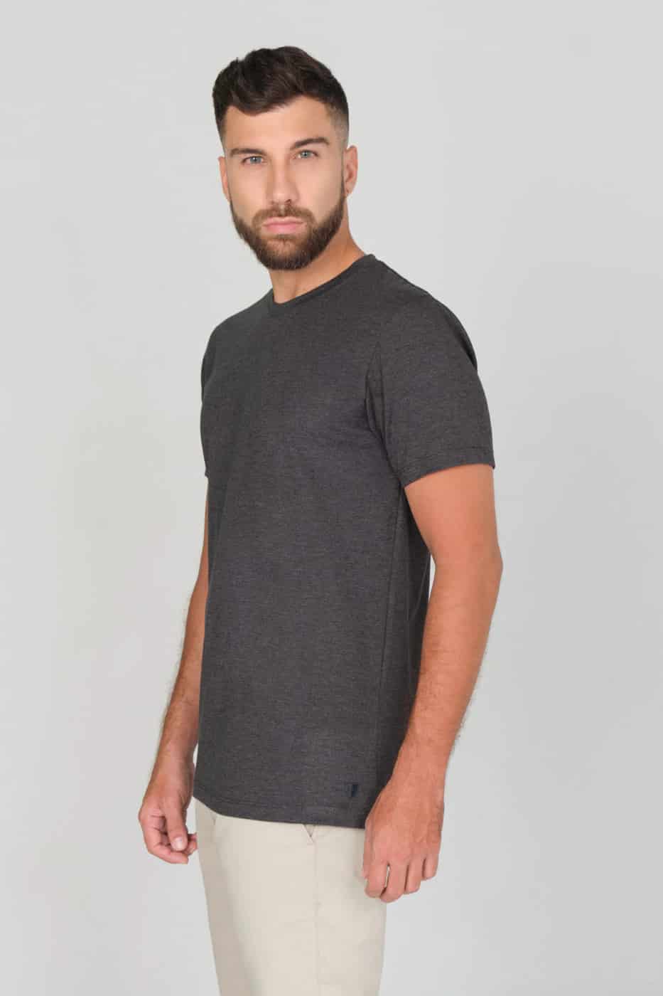 T-shirt Slim Fit 100% Gris Plomo Jaspeado - miniatura 6
