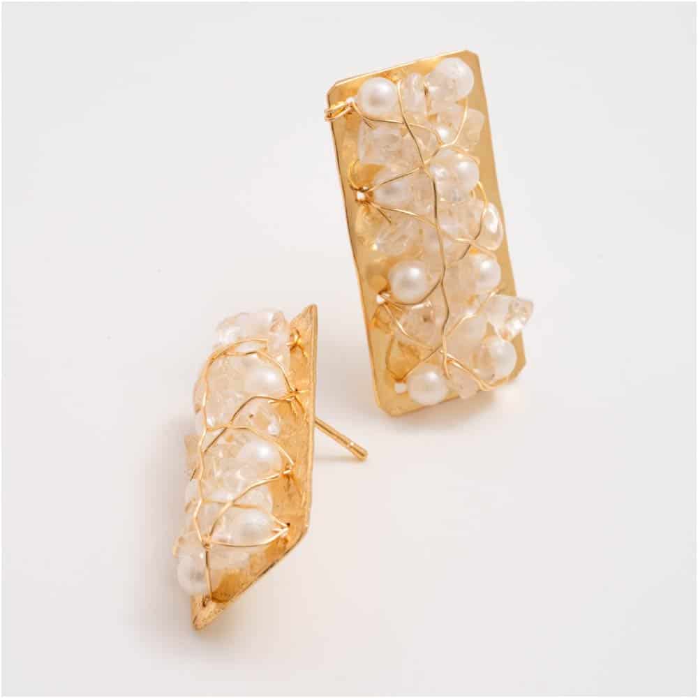 Aretes Topo Tejido Rectangular - miniatura 4
