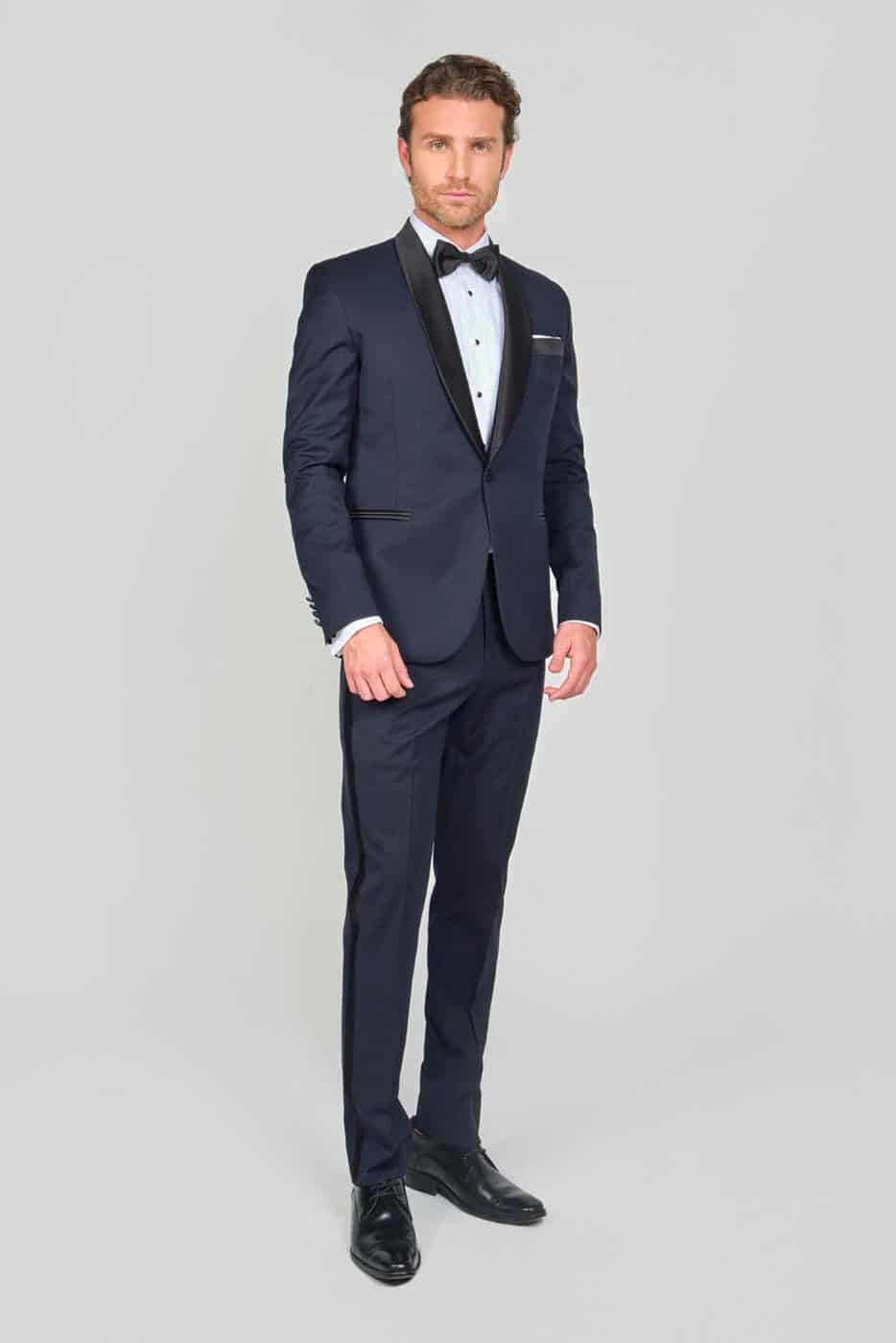Traje Formal Sobre Medida Paño Tropical Azul Oscuro - miniatura 1