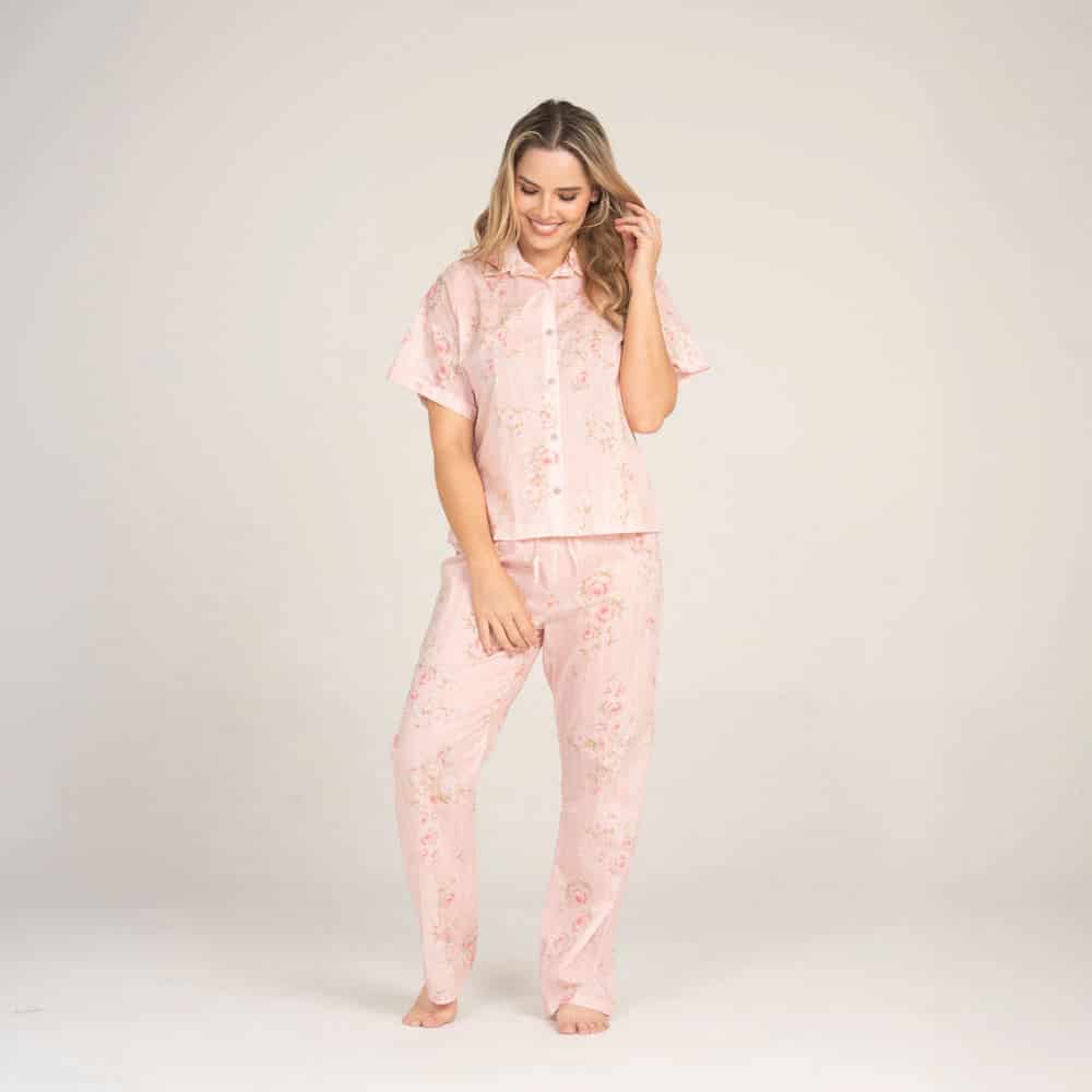 Conjunto de Pijama Pantalón Largo Estampado Mandarina. - miniatura 1