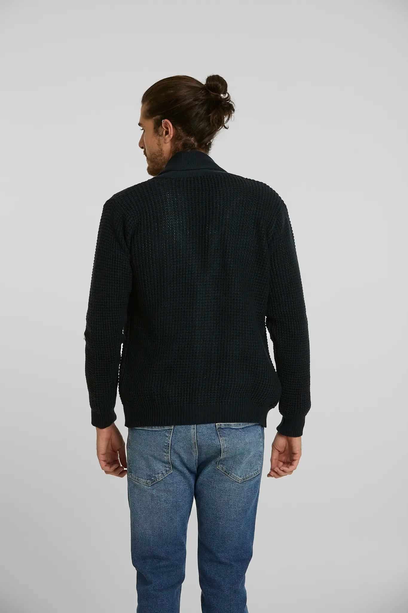 Sweater Tejido Shawlneck Azul Oscuro - miniatura 2