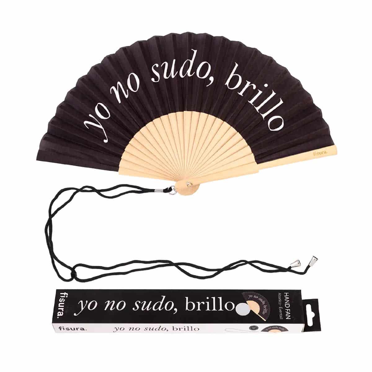 Abanico "Yo no sudo, brillo" Negro - miniatura 1