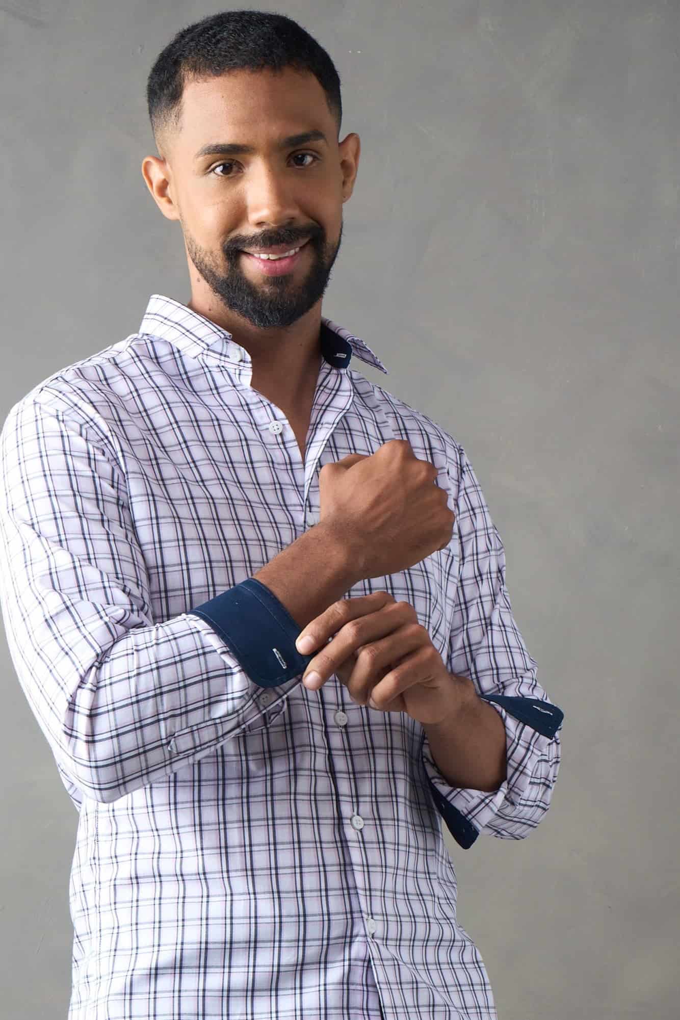 Camisa slim fit rosado a cuadros - miniatura 2