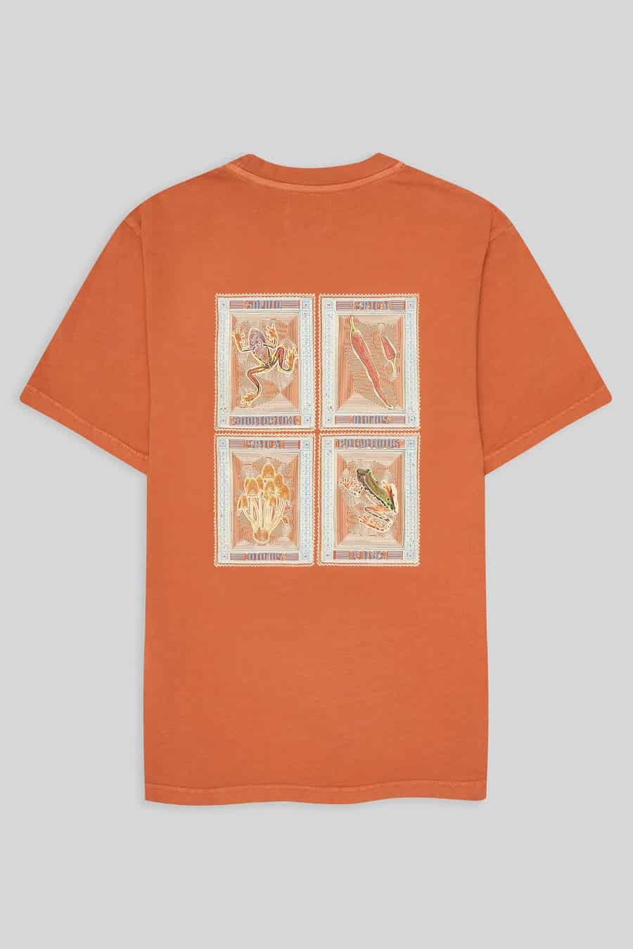 Men's cotton t-shirt four orange stamps - miniatura 1