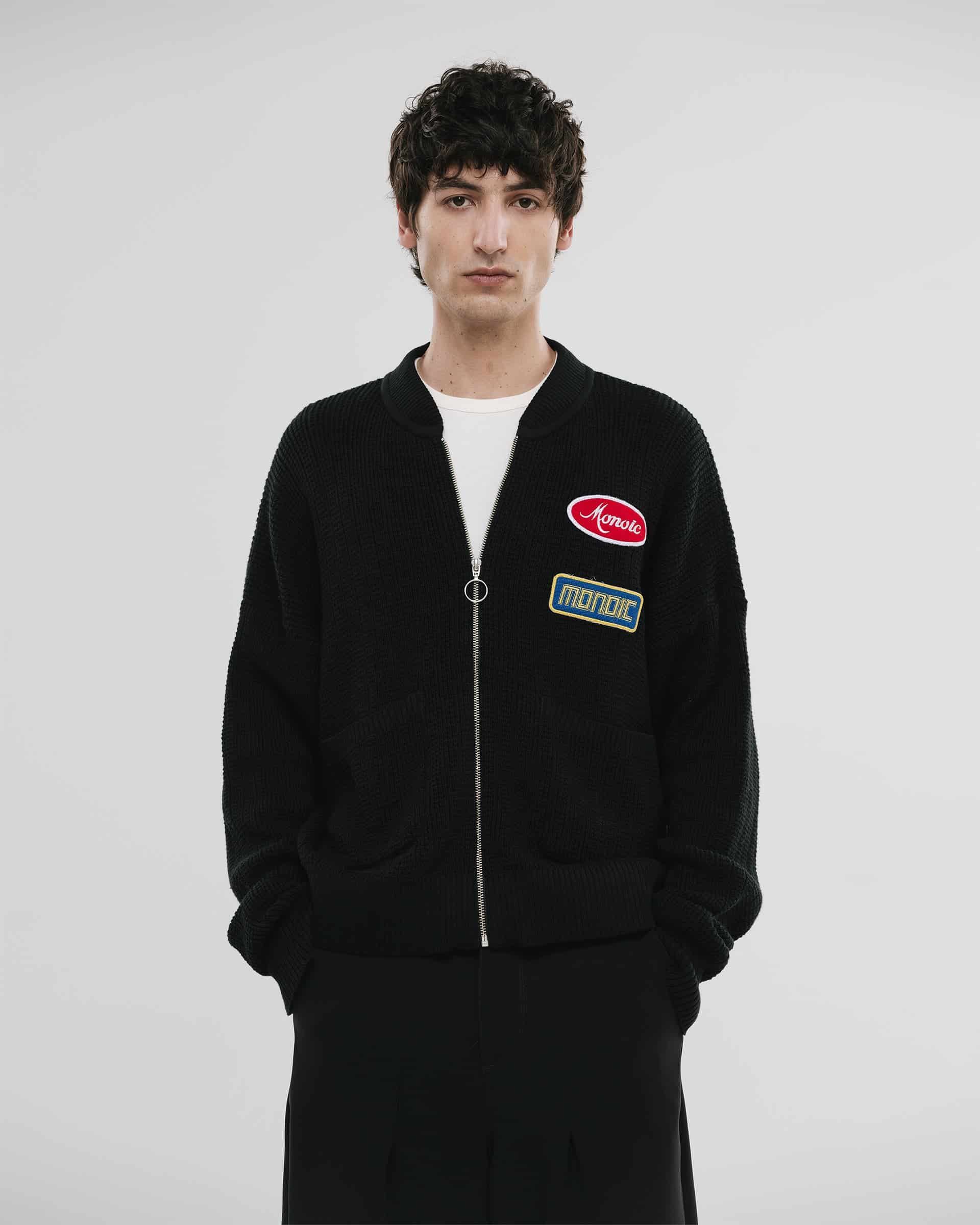 Zip Up Knit Bomber Jacket - Negro - miniatura 3