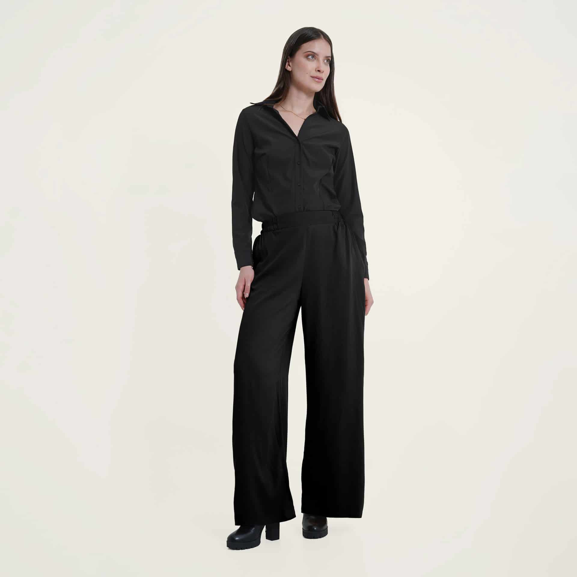 Pantalón palazzo con elastico en cintura - miniatura 16