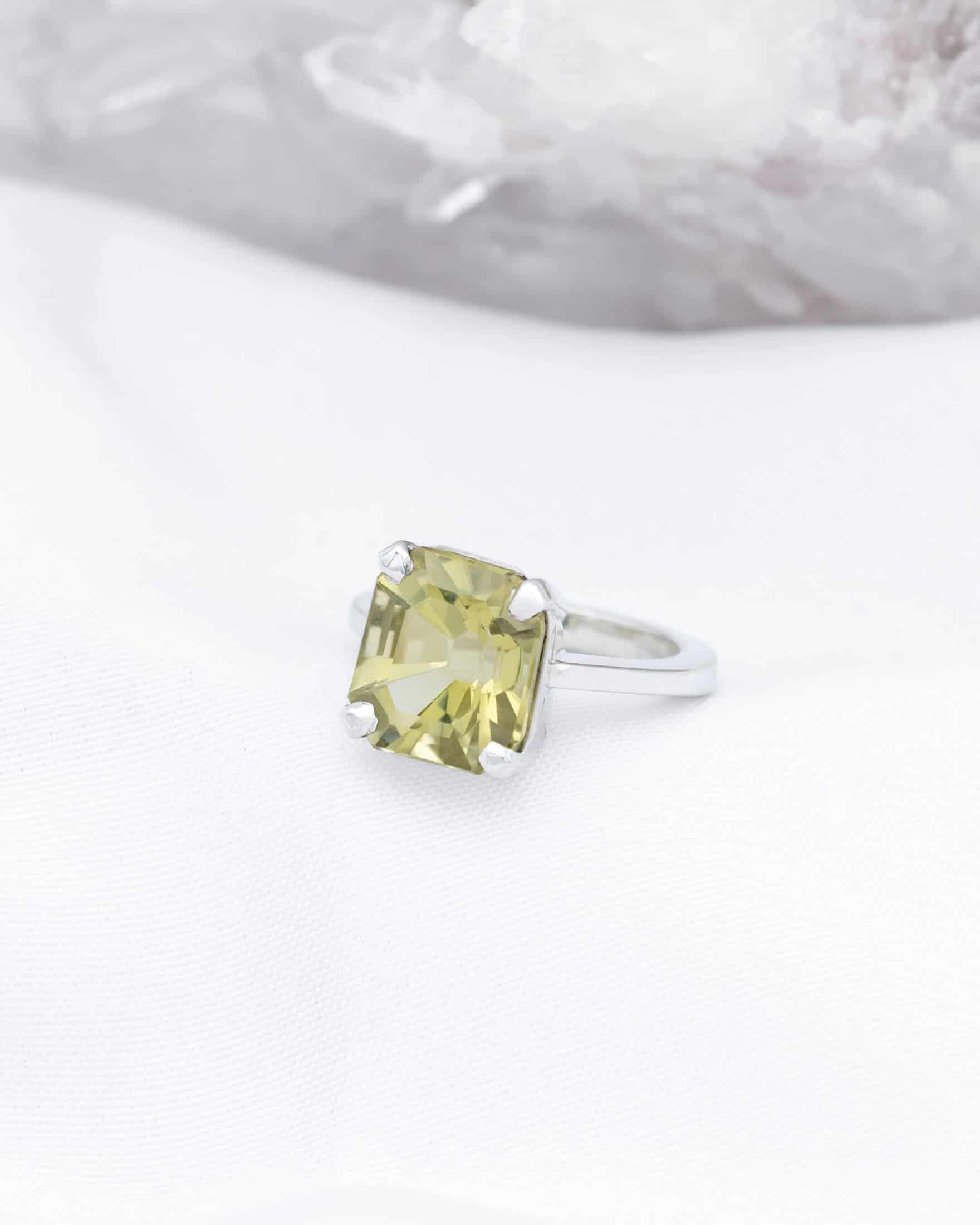 Anillo Cuarzo Limón cuadrado - miniatura 1