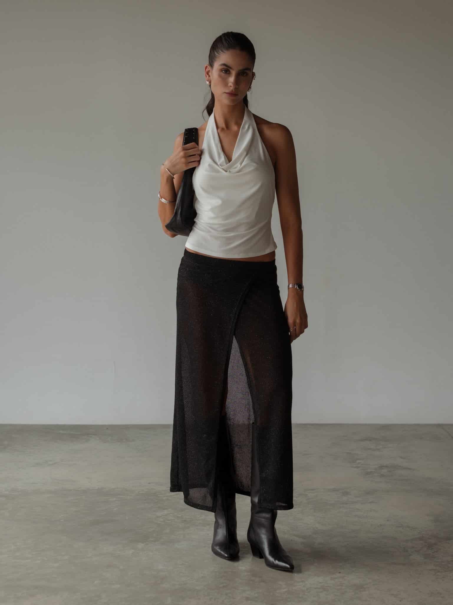 OVER LONG SKIRT - GLOSSY BLACK - miniatura 6