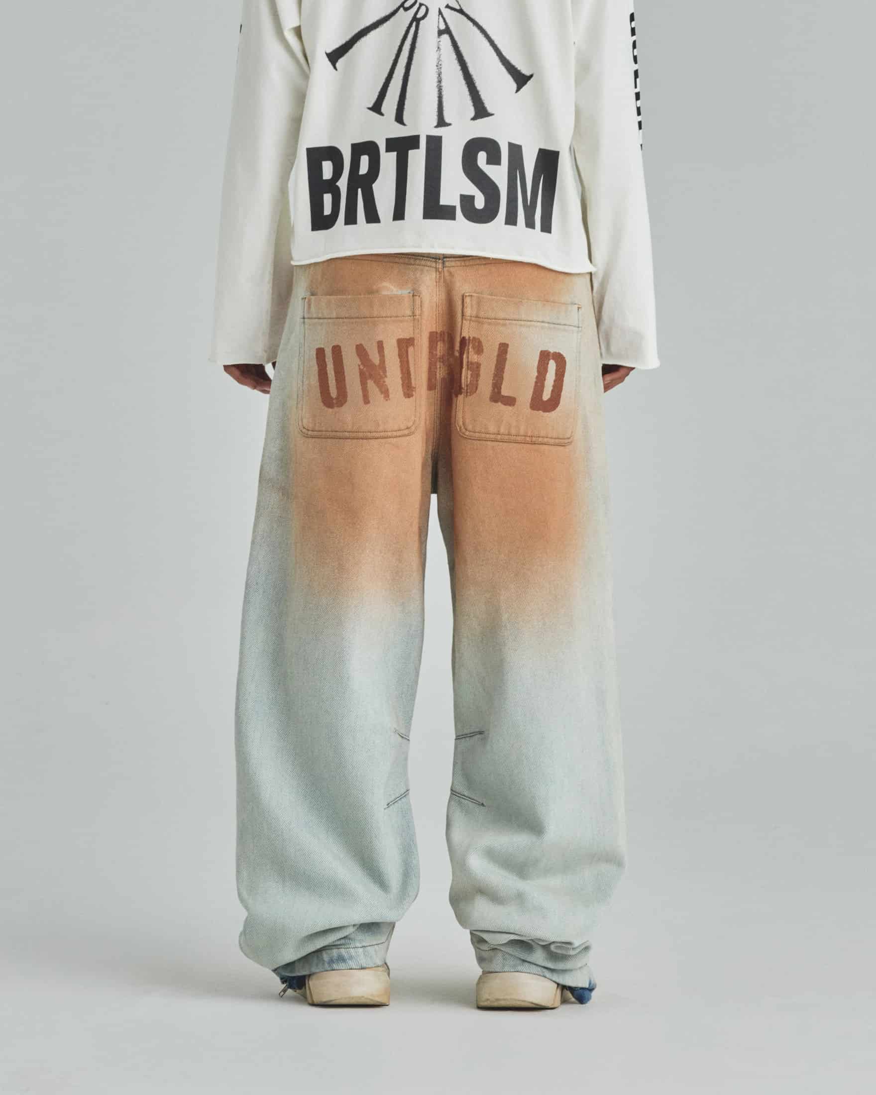 Spring UNDRGLD Zip Up Wide Jeans Brown - miniatura 6