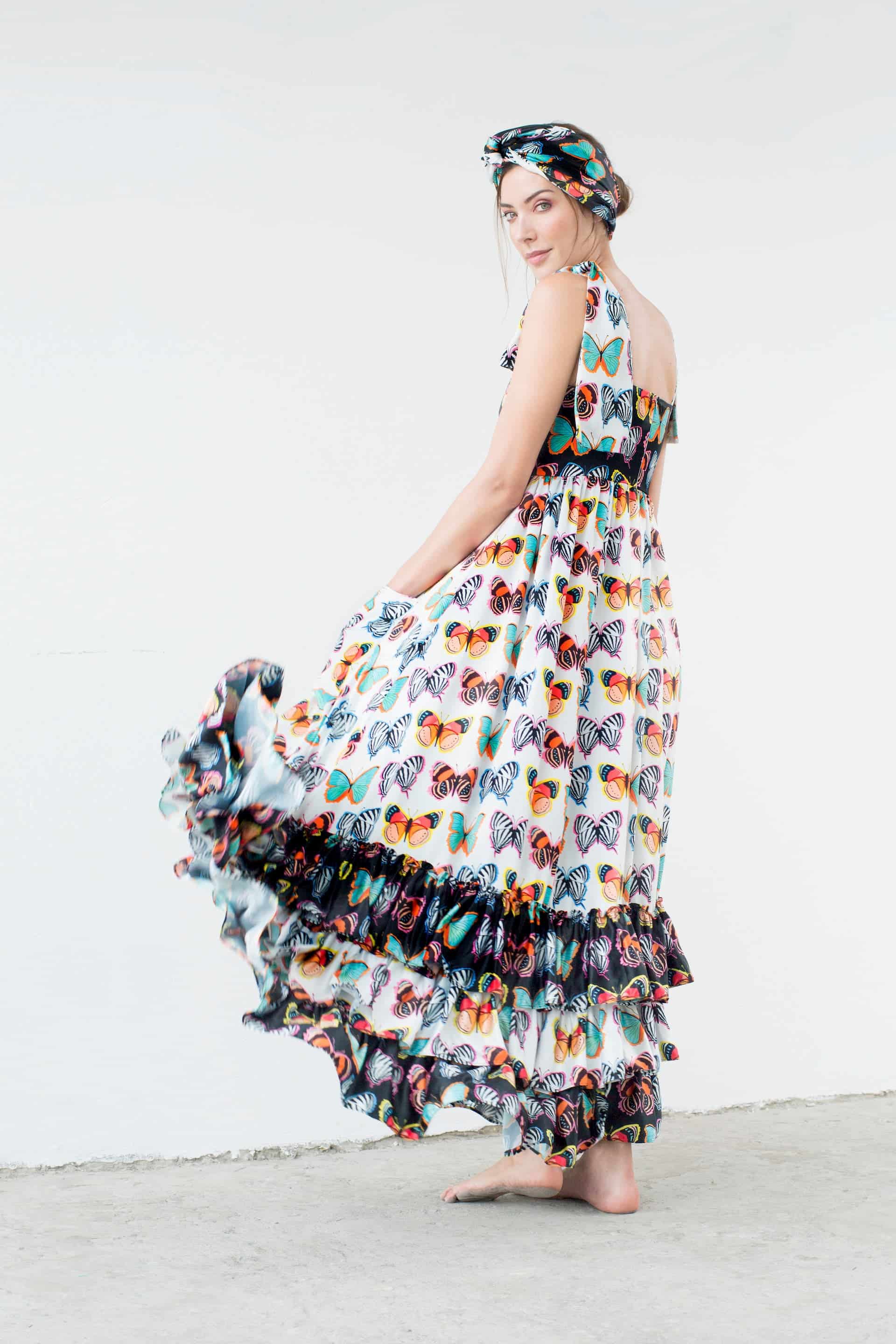Maxi Vestido Tierra de Mariposas Blanco - miniatura 3