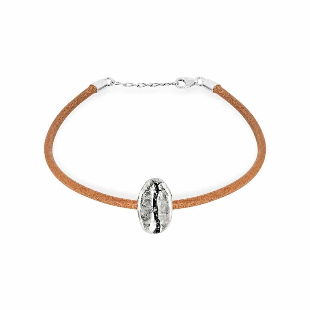 Pulsera Café Gesha en plata con cuero redondo - miniatura 2