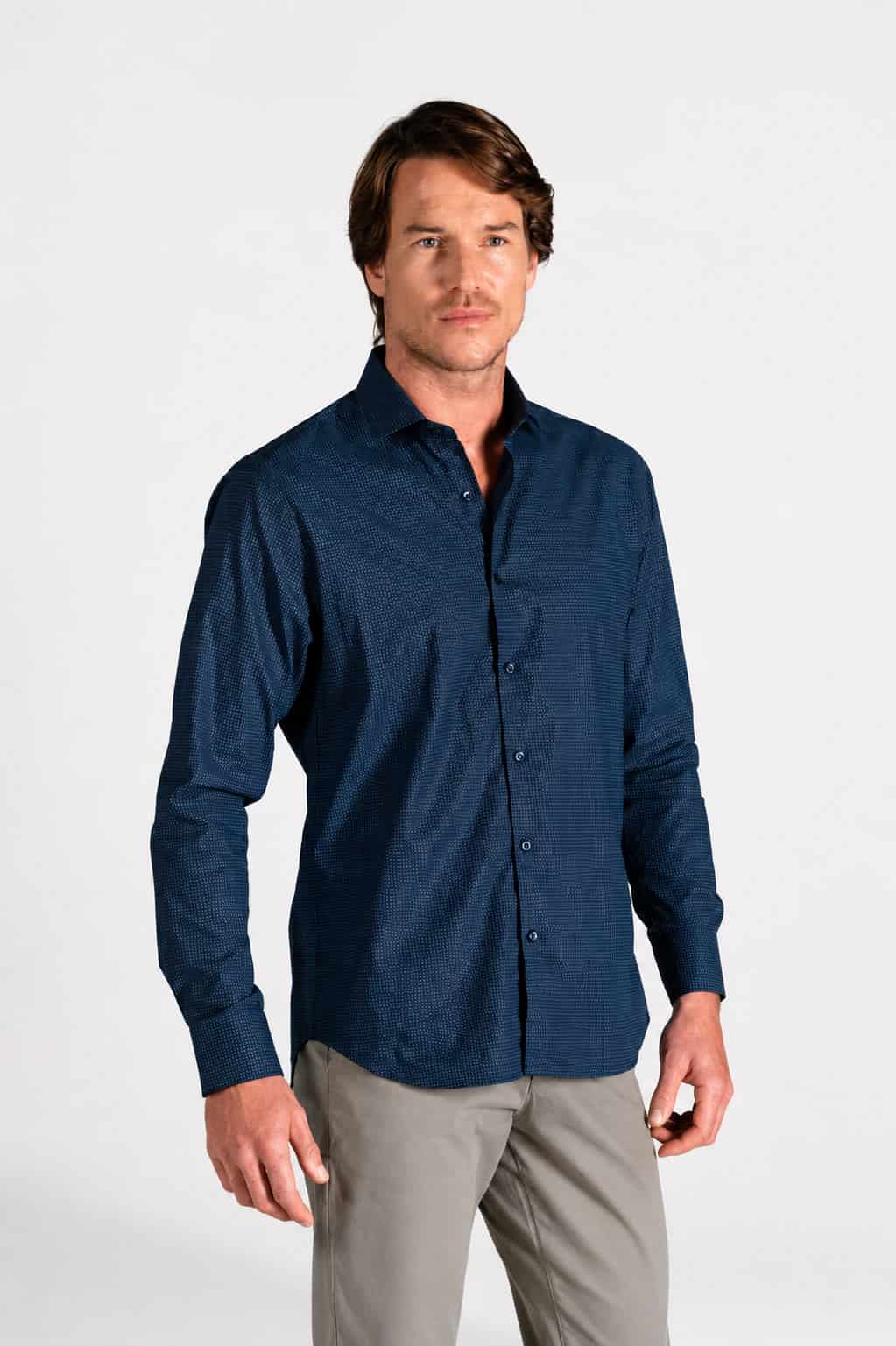 Camisa Casual Classic Algodón Azul Navy Mini Print - miniatura 1