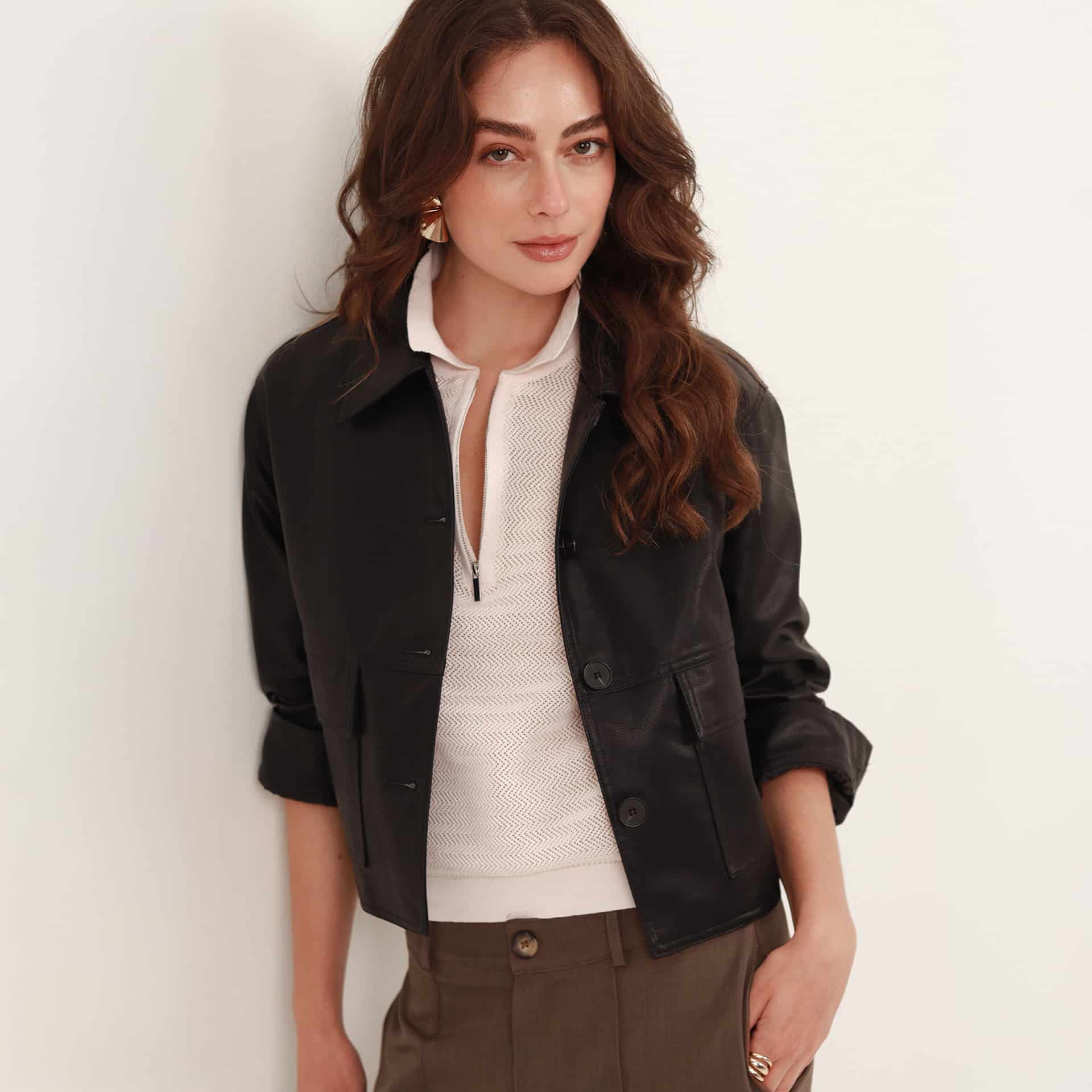 Chaqueta cazadora en cuero sintetico - miniatura 6