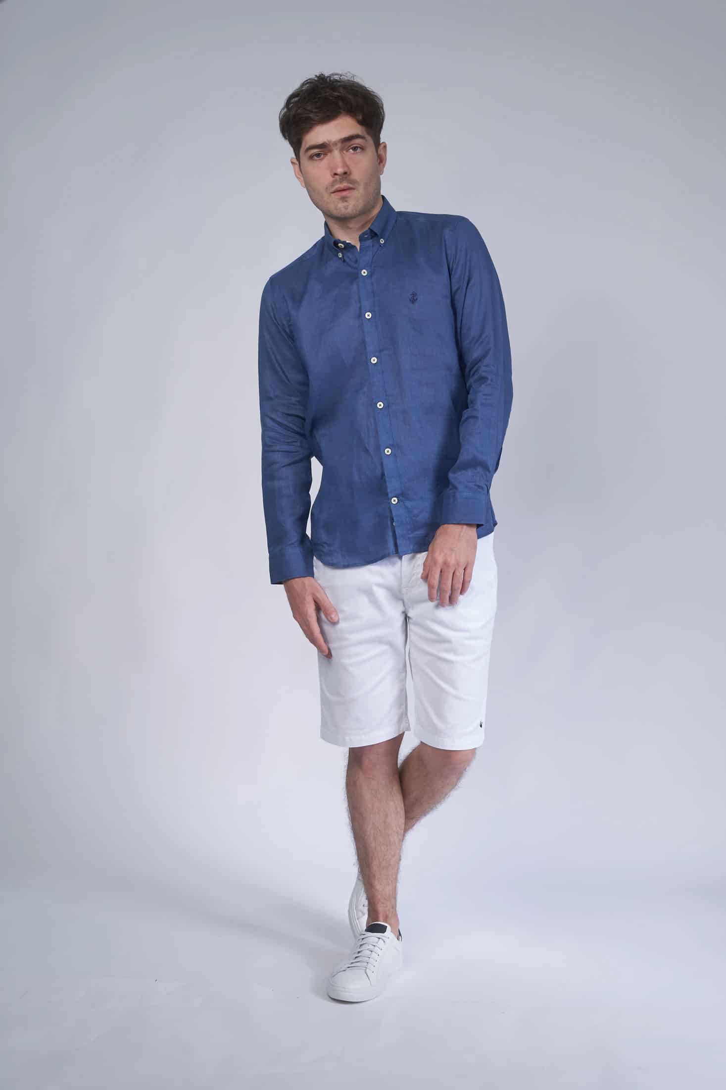 Camisa Lino Azul - miniatura 2