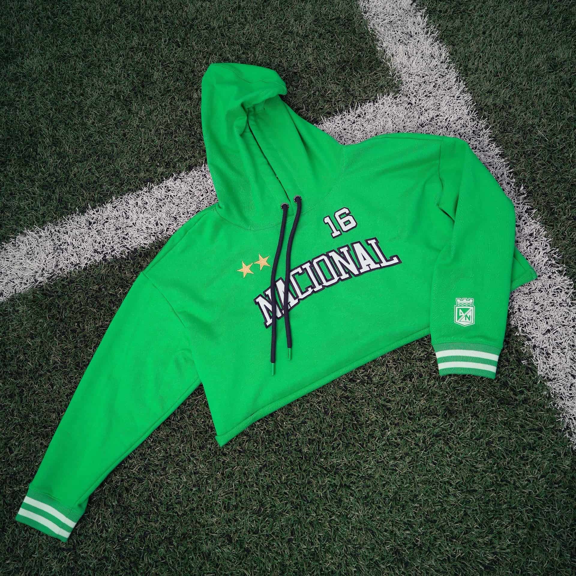 HOODIE CROP VERDE MUJER - miniatura 1