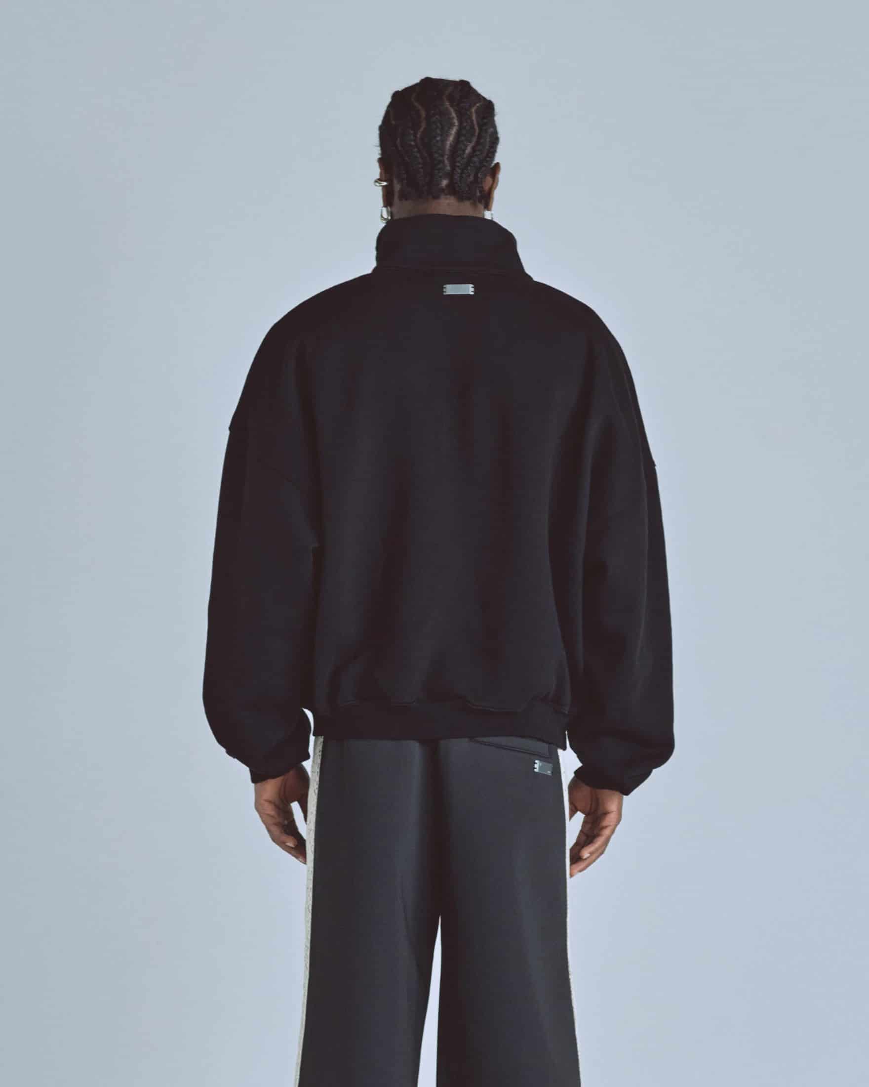 Basics Polo Collar Boxy Fit Hoodie Black - miniatura 14