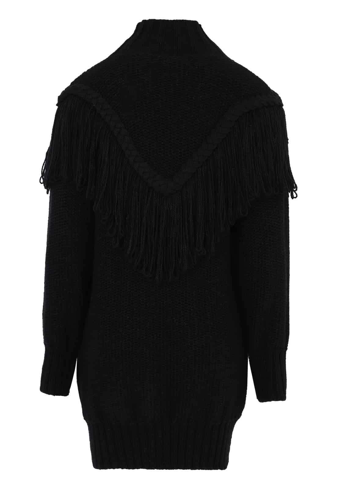 V NECK FRINGES BRAID SWEATER - miniatura 3