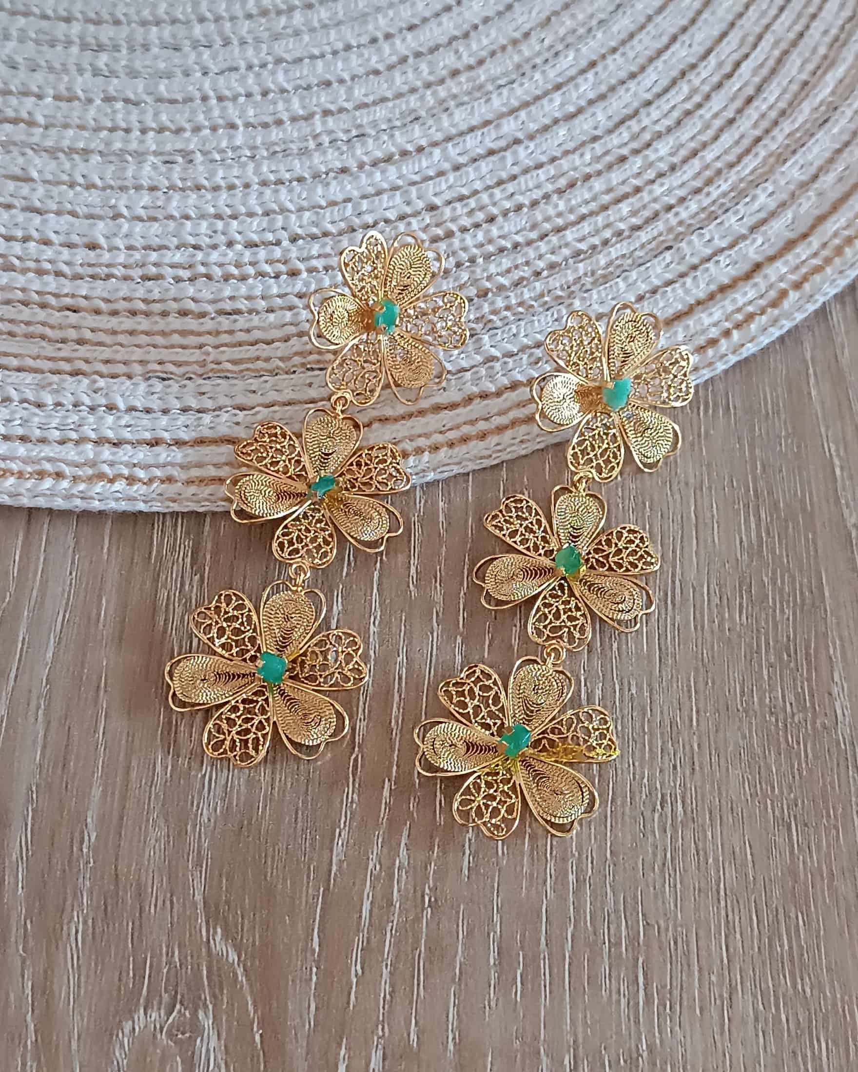 Aretes triple flor Carmelita - miniatura 5