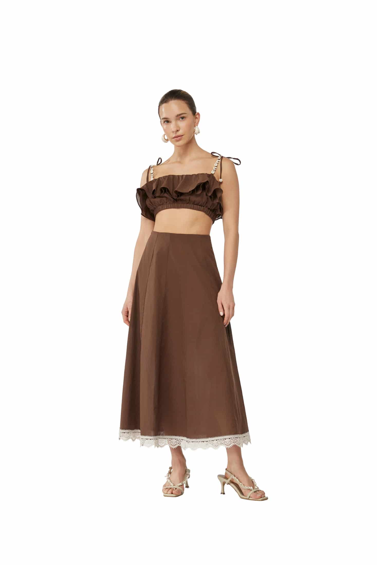 ZAPHYR MIDI SKIRT BROWN - miniatura 1