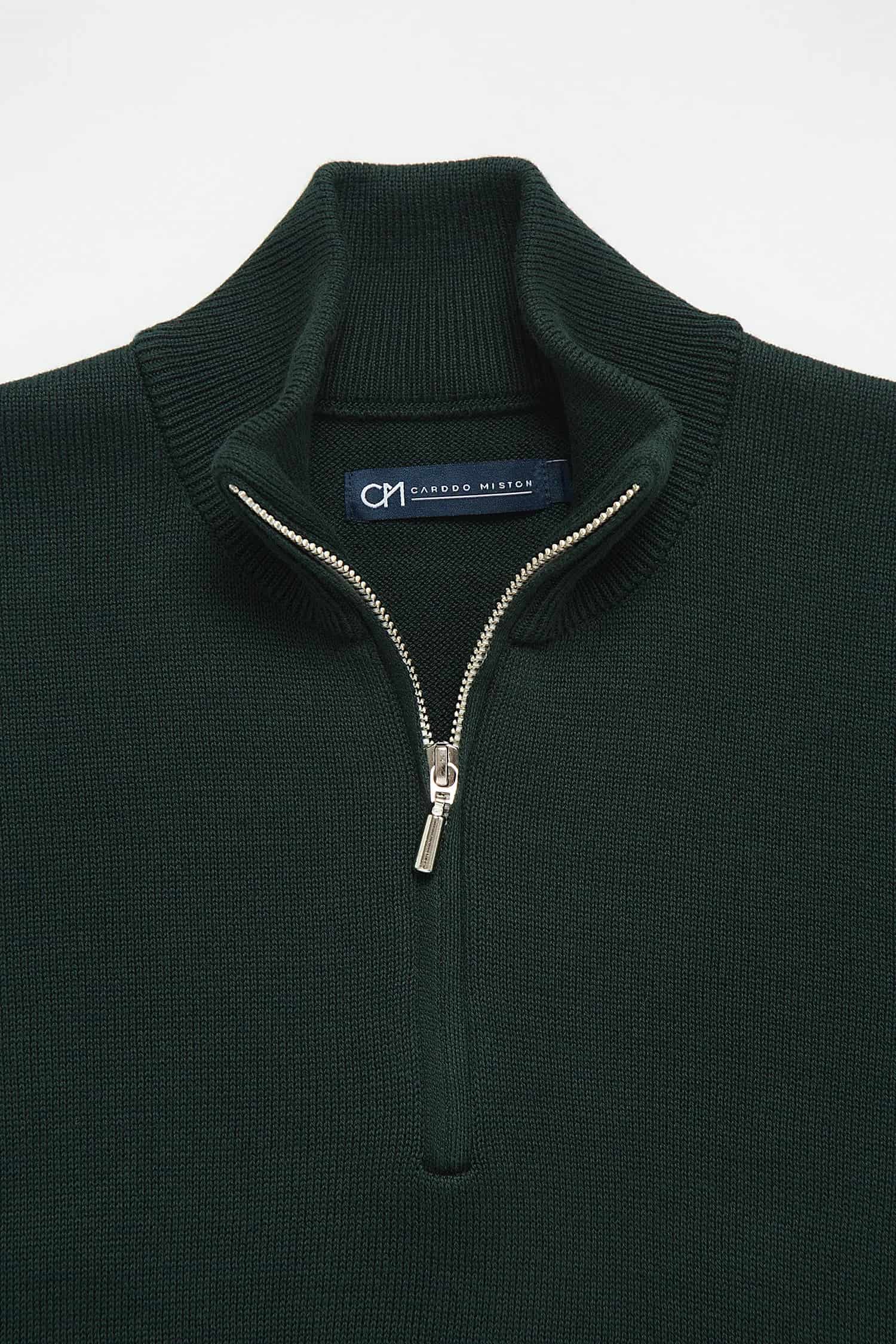 Saco Half Zip Algodón Verde Botella - miniatura 2