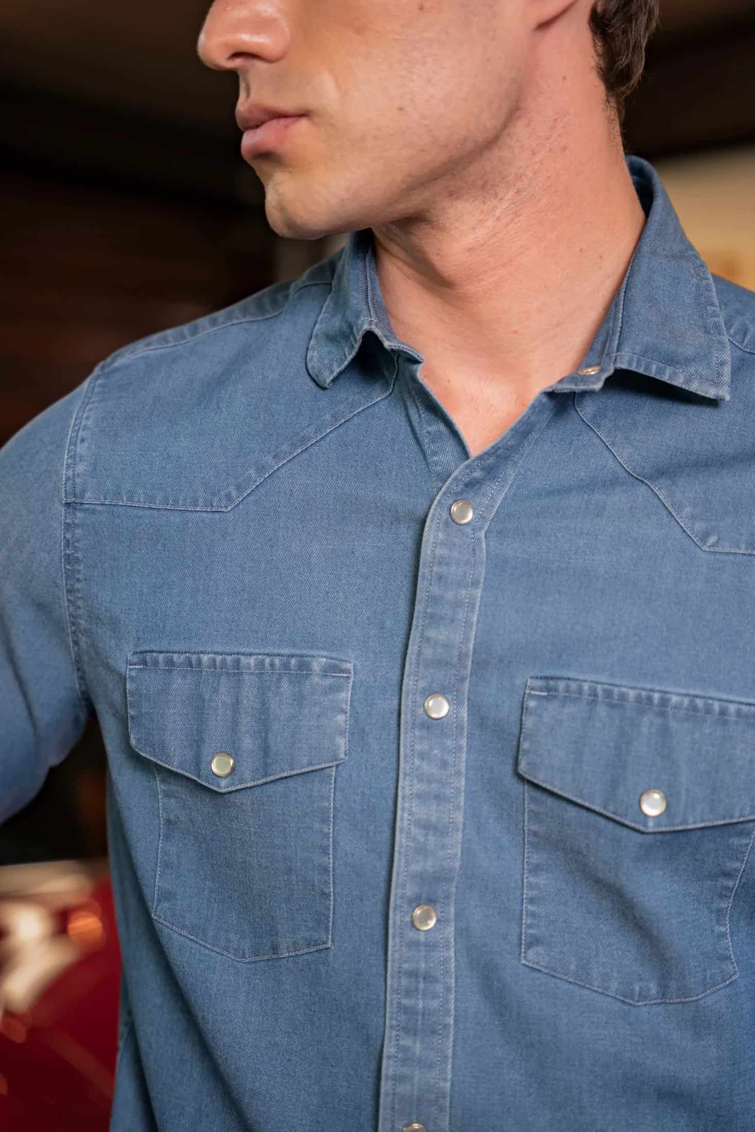 Camisa Denim Western Hombre - miniatura 6