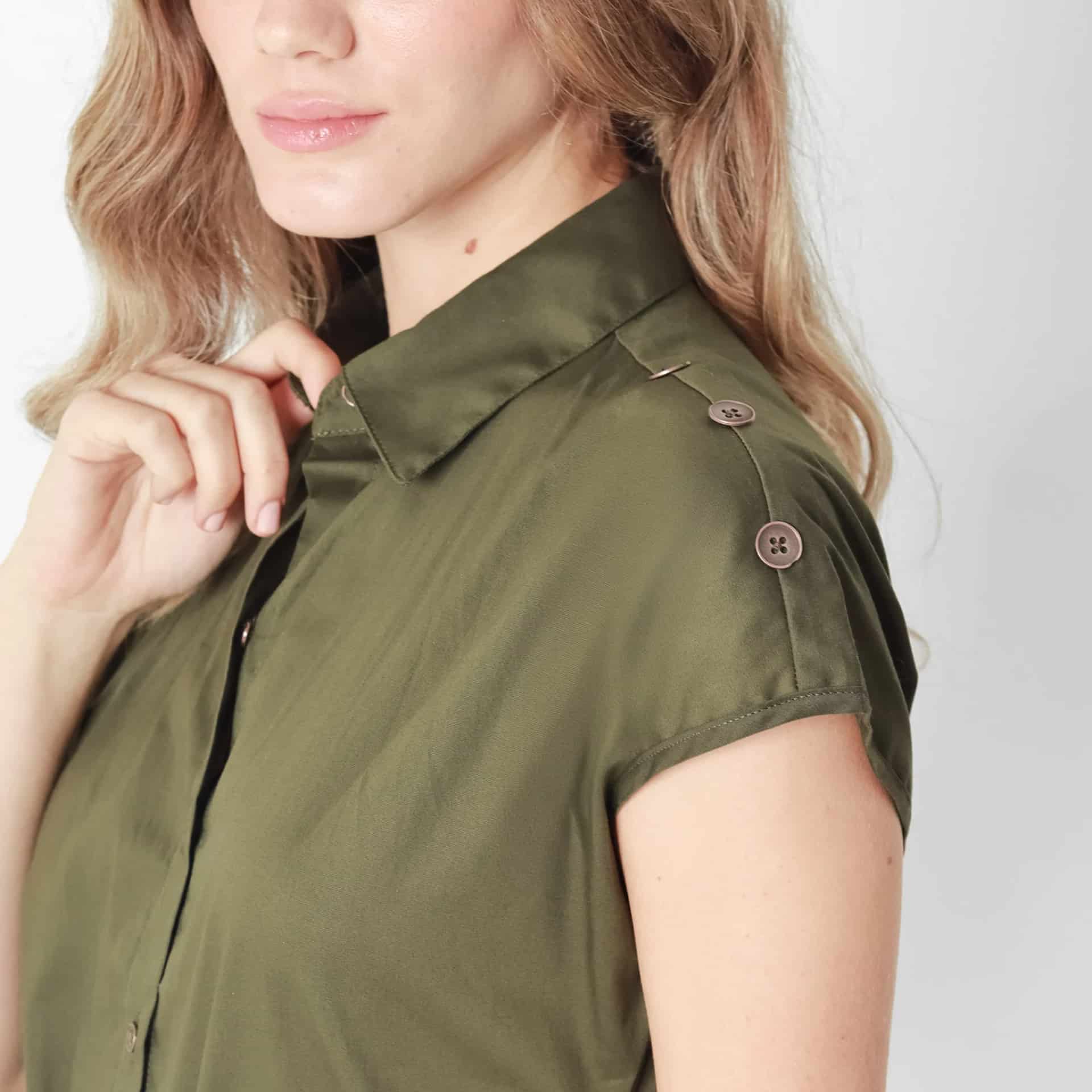 Vestido Cuello Camisero Manga Corta - miniatura 2