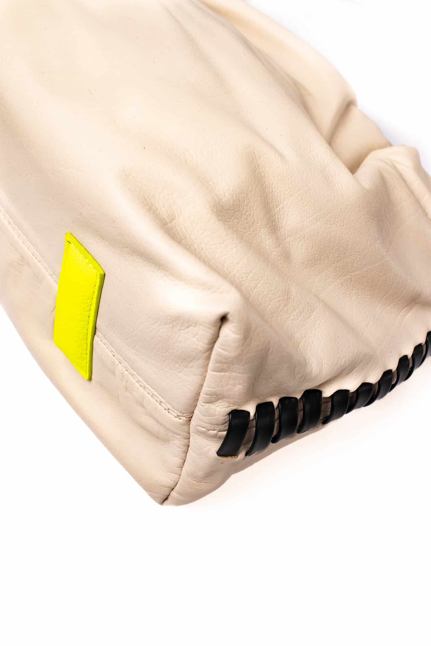 CHUNKIE baguette BAG - Vanilla x Black woven fabric - miniatura 3