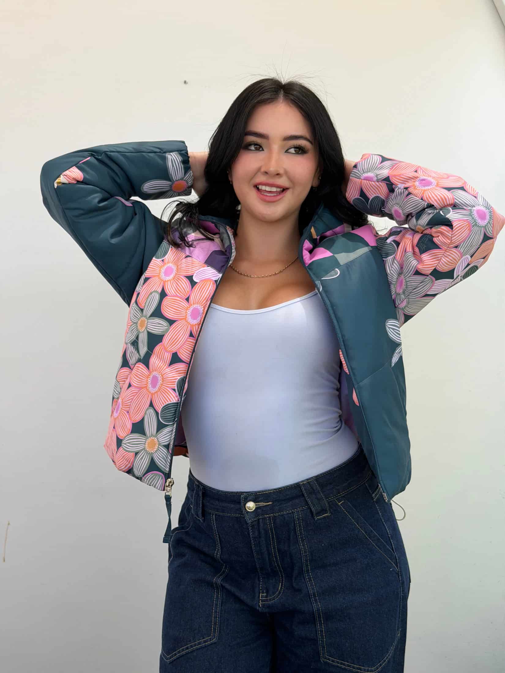 Puffer Jacket Verde Floral - miniatura 6