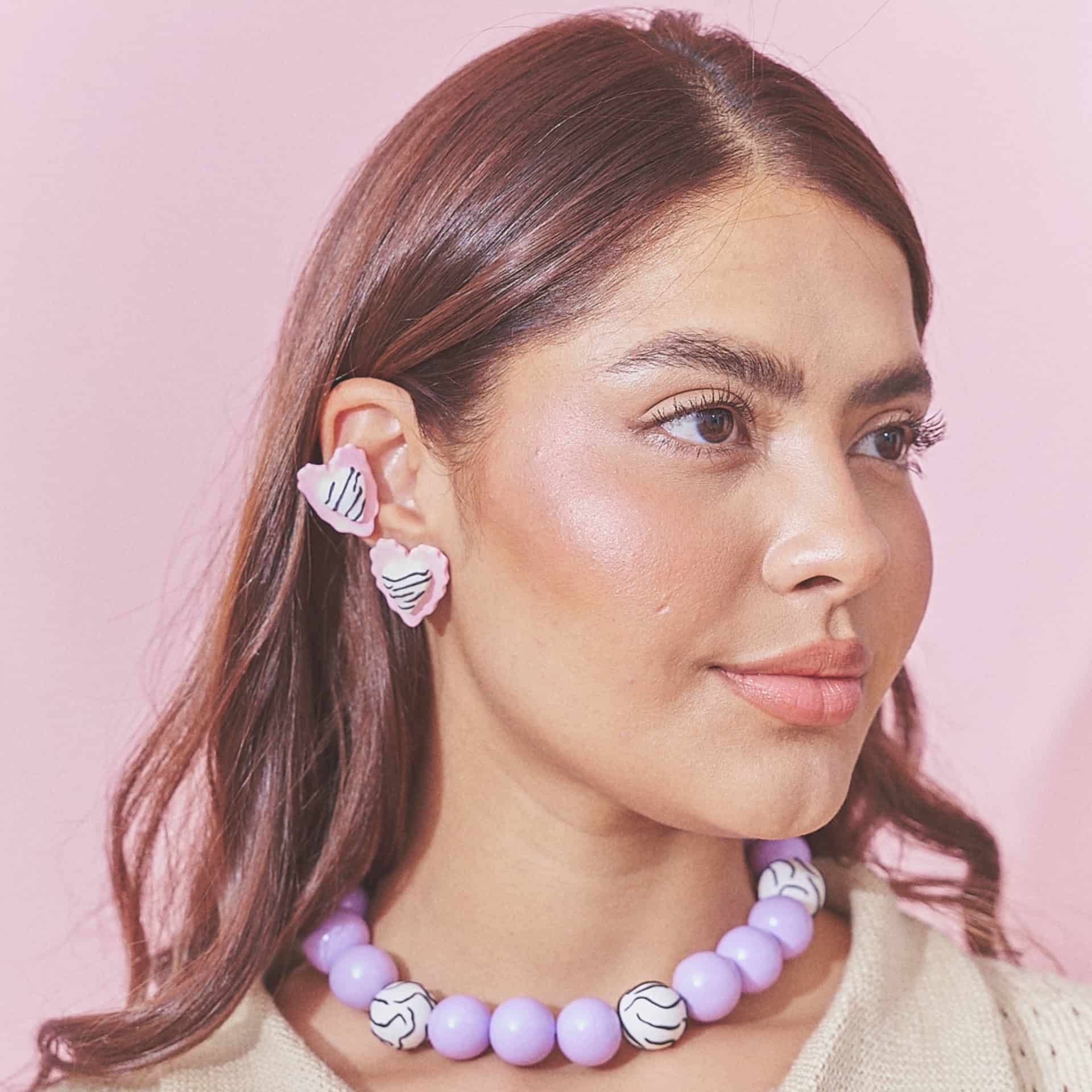 Aretes Corazón Rayado Mix Mini - miniatura 1