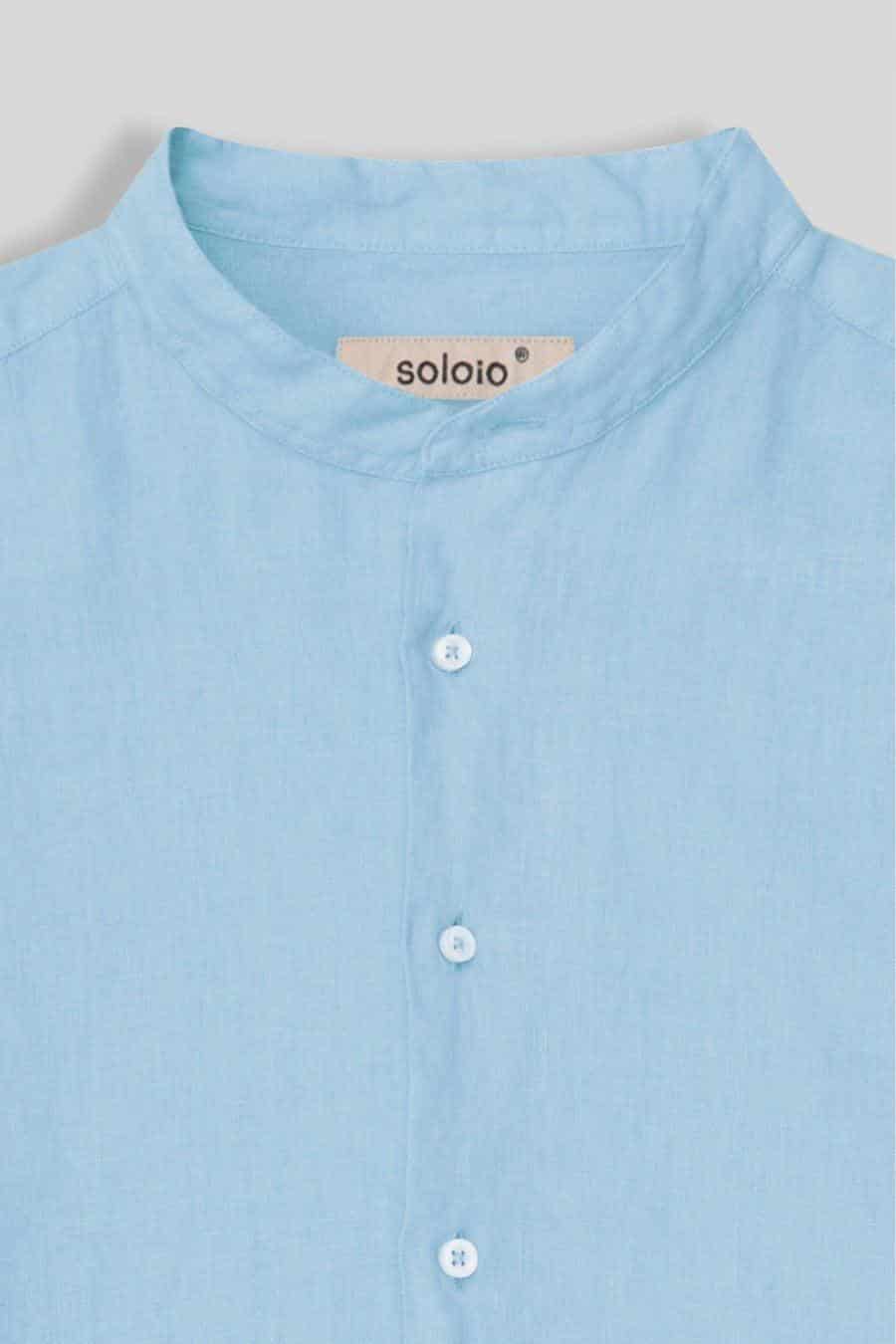 Men's linen shirt mao sky blue - miniatura 5