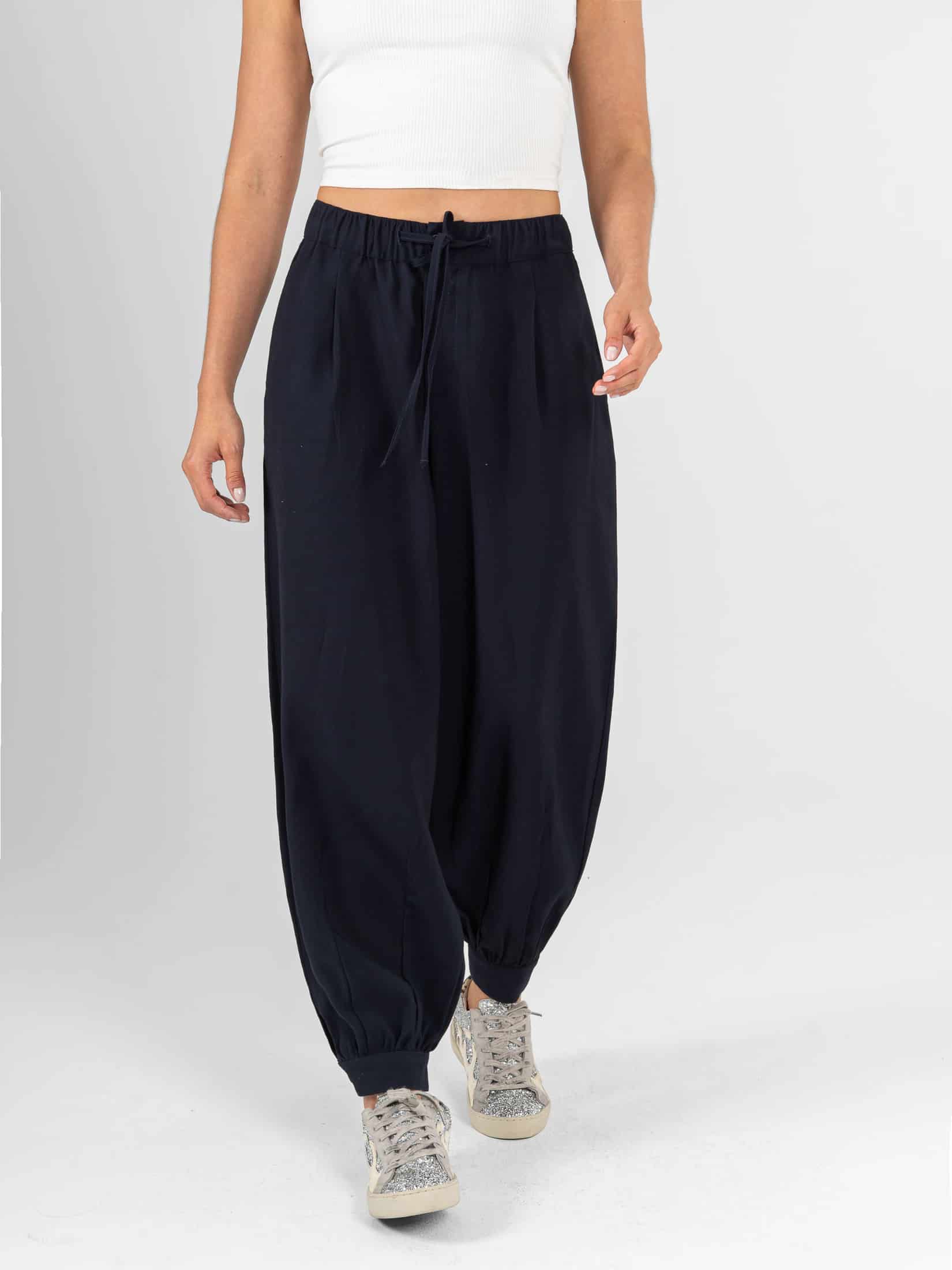 Ref: 0620538 Pantalón wide leg, tejido plano liviano, tiro alto, detalle en bota, tono azul oscuro - miniatura 1