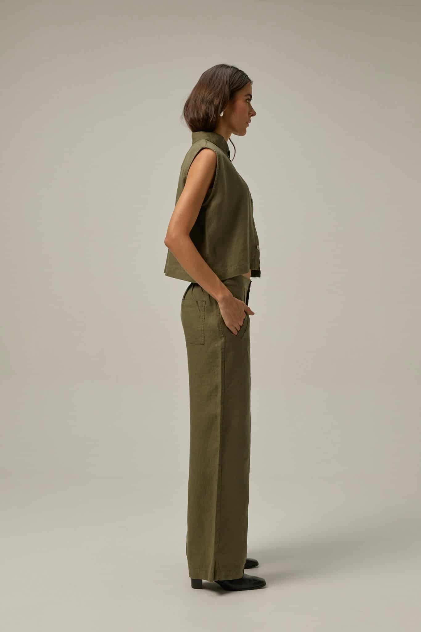 Pantalón Serre de lino | Verde Oliva - miniatura 3