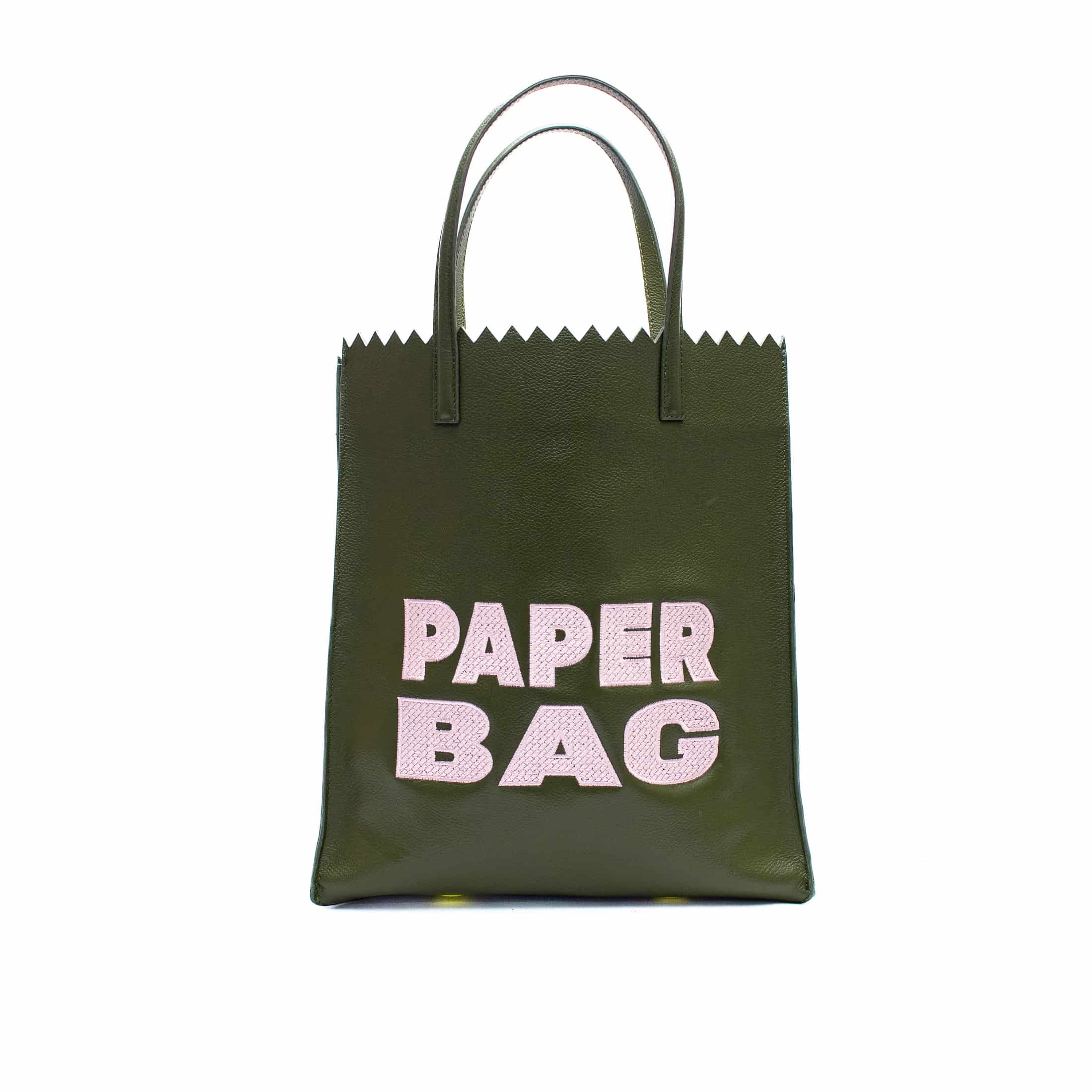 PAPER BAG verde olivo x rosa claro - miniatura 1
