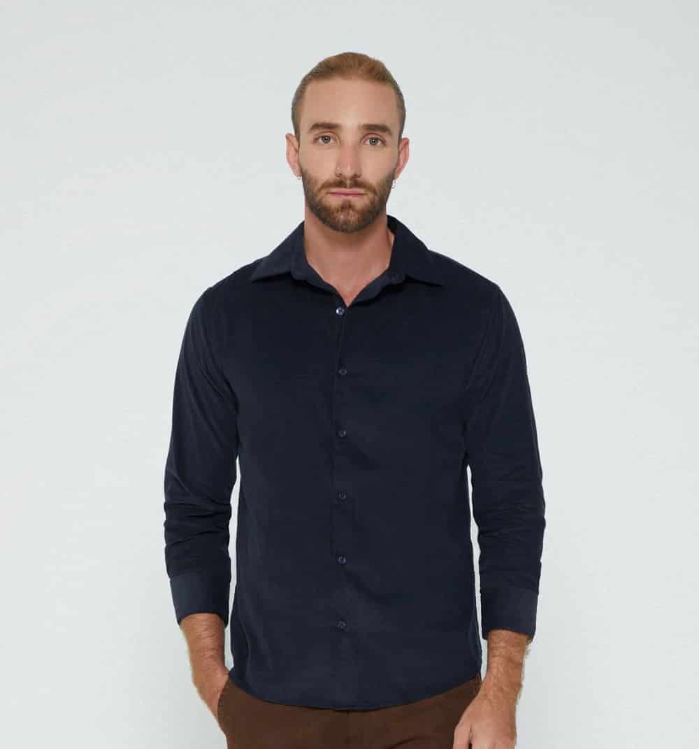 Camisa para hombre  con tela corduroy - miniatura 10