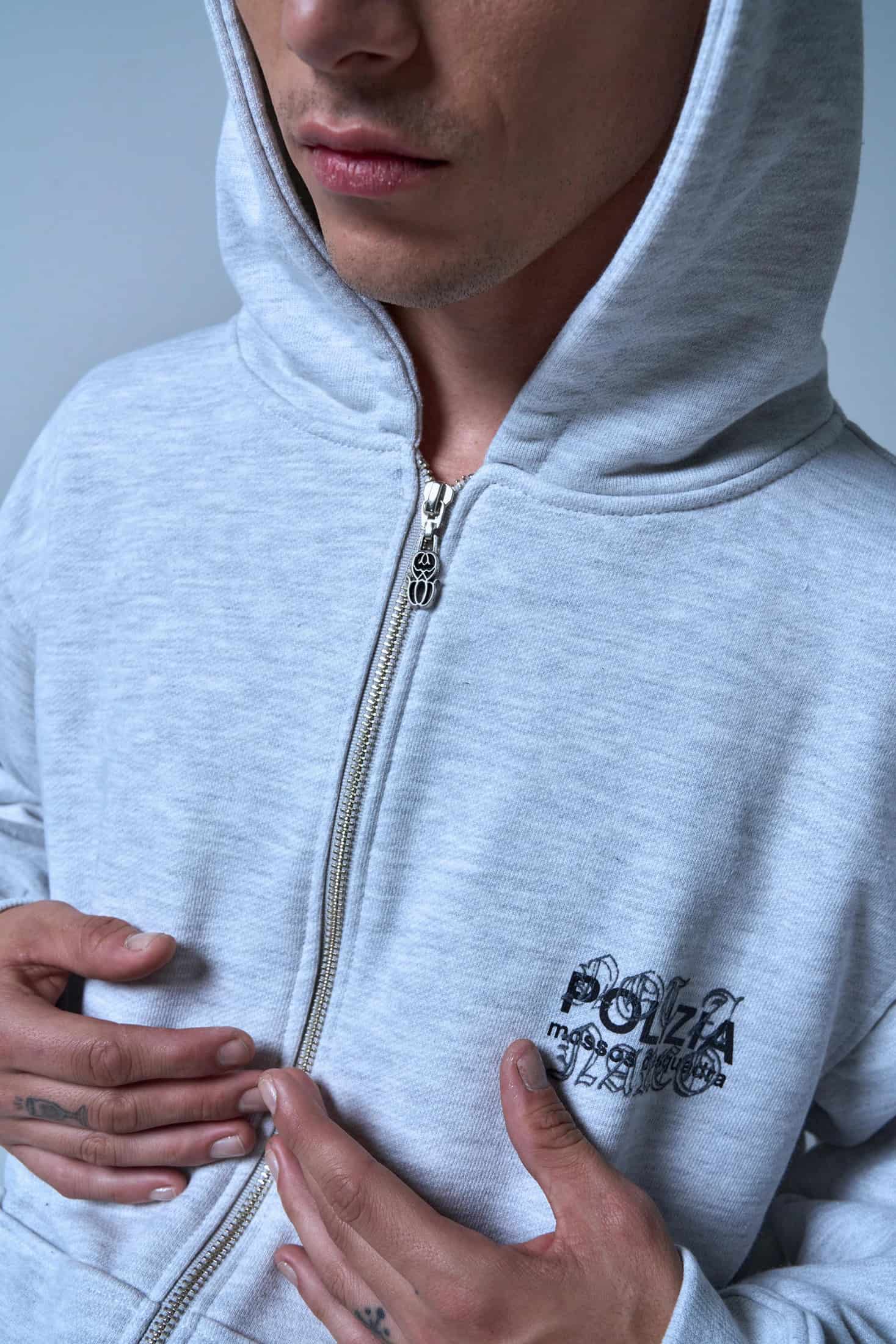 POLIZIA GRAY ZIPPER HOODIE - miniatura 7
