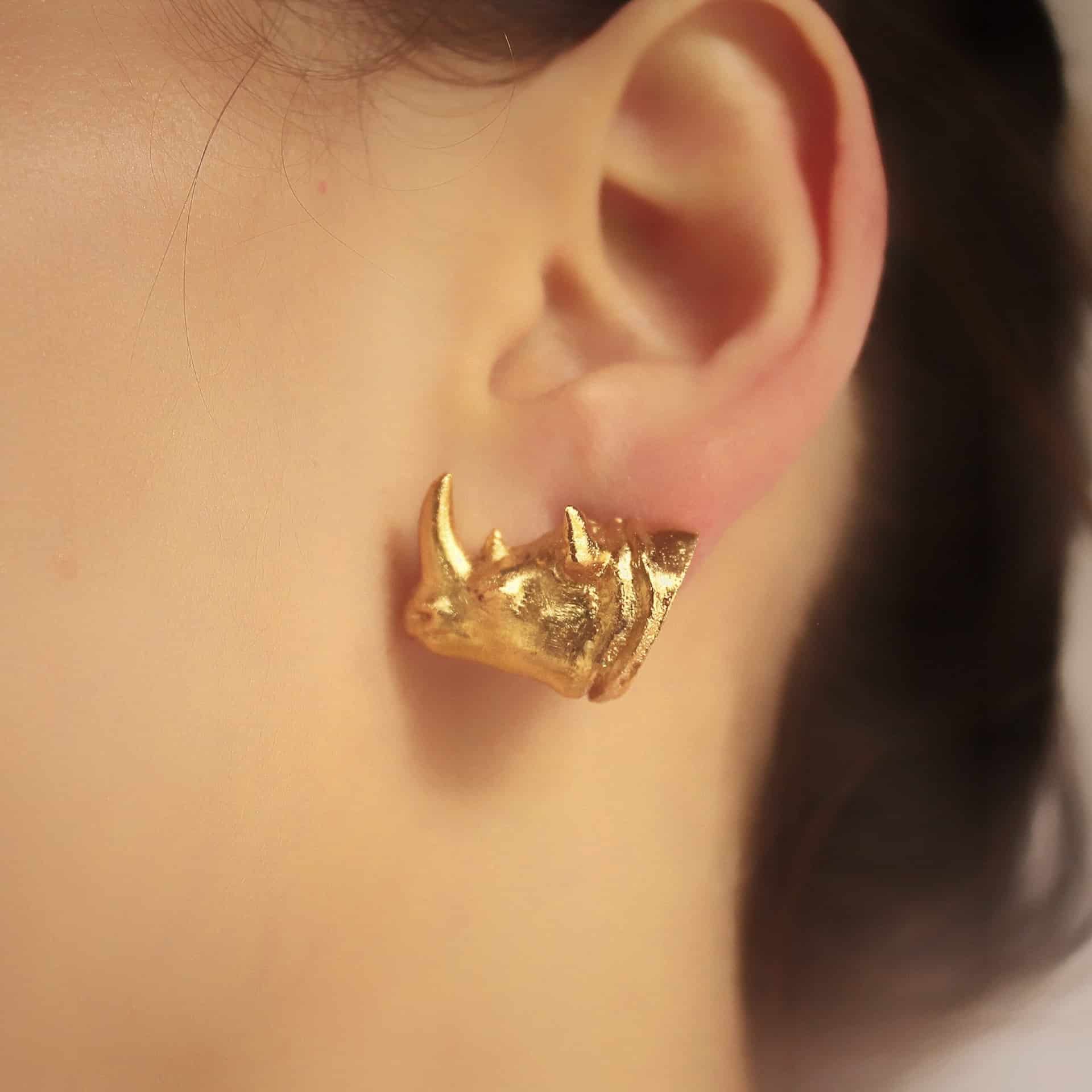 Aretes cabeza de rinoceronte - miniatura 2