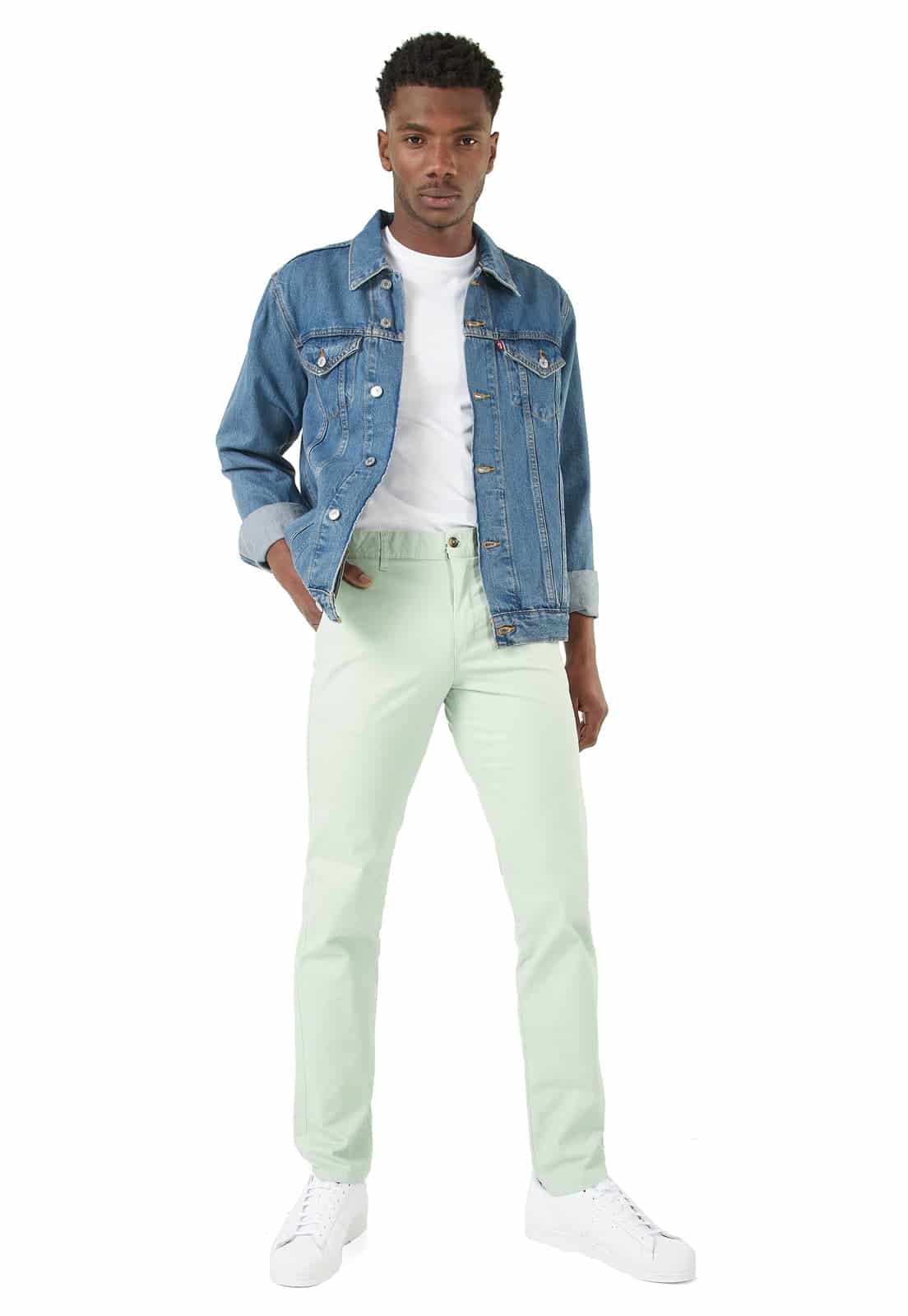 Pantalòn dril verde menta spandex - miniatura 4
