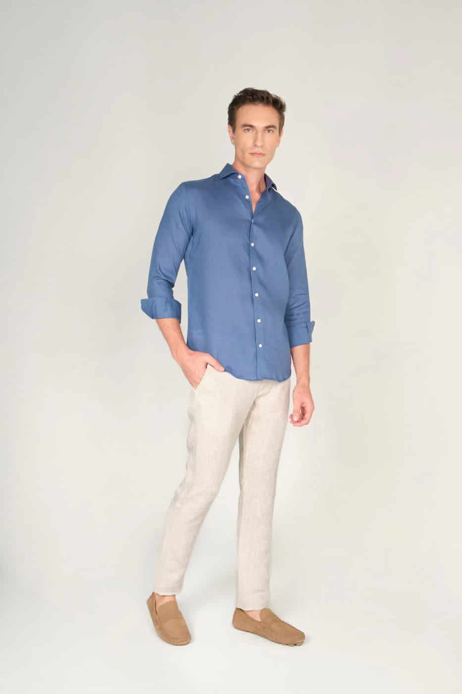 Pantalón Slim Lino Piñacolada Natural - miniatura 1