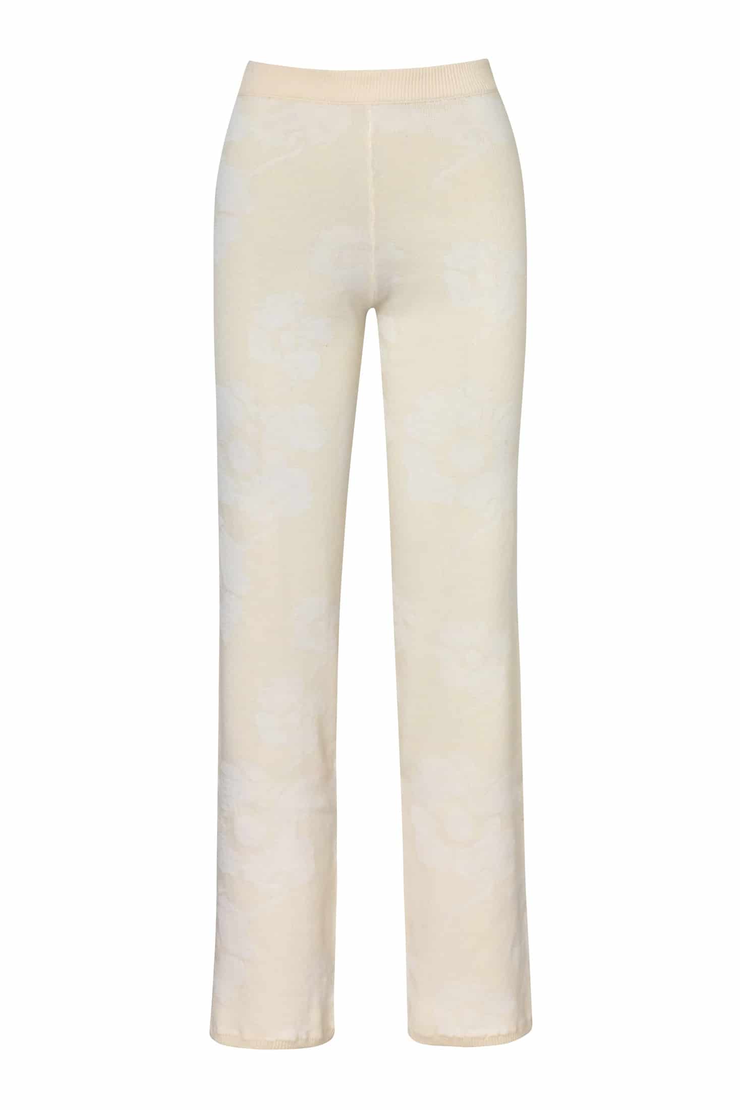 Alba Knit Cotton Jacquard Pants / Ivory Maxi Flowers - miniatura 1