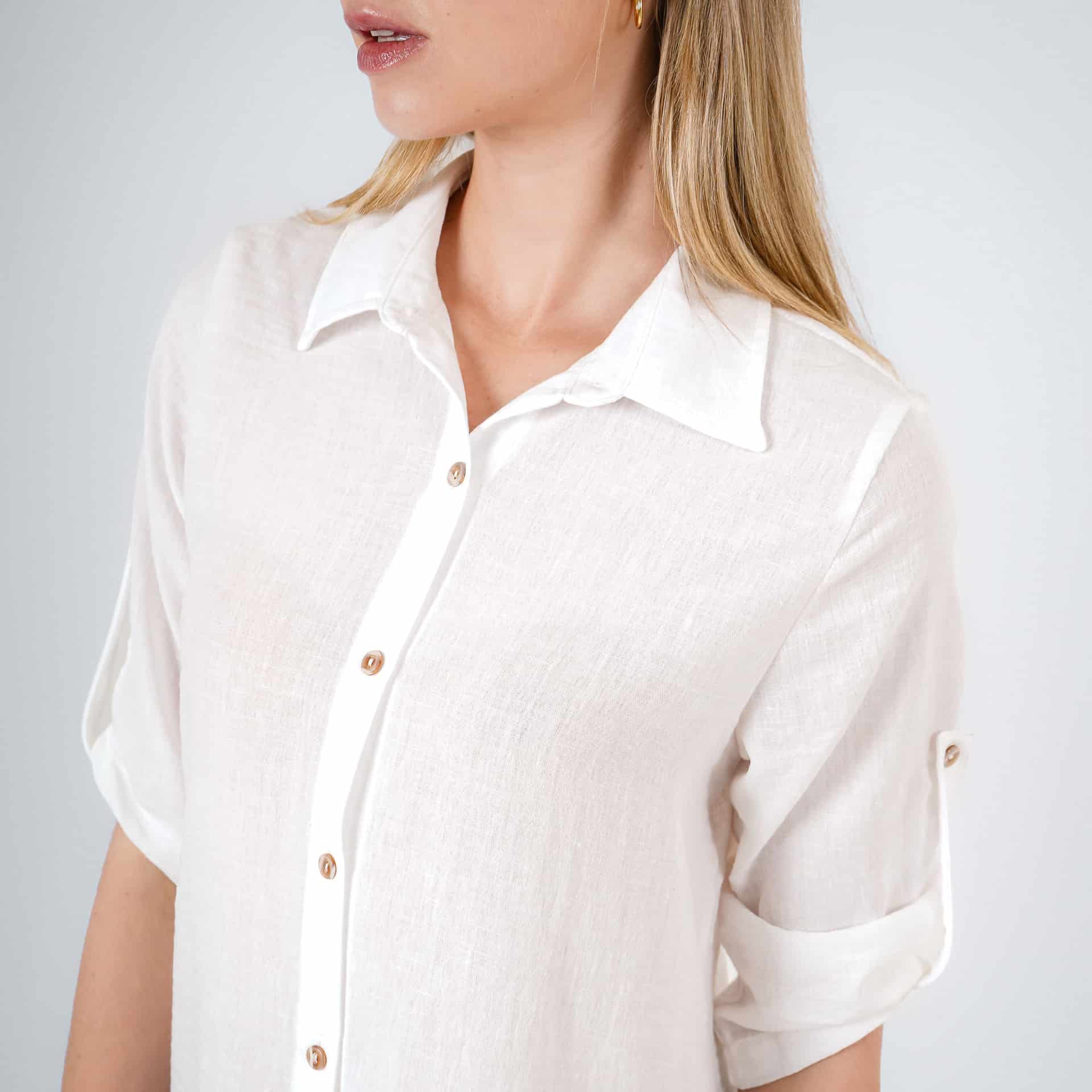 Blusa Cuello Camisero Manga 3/Cuartos - miniatura 6