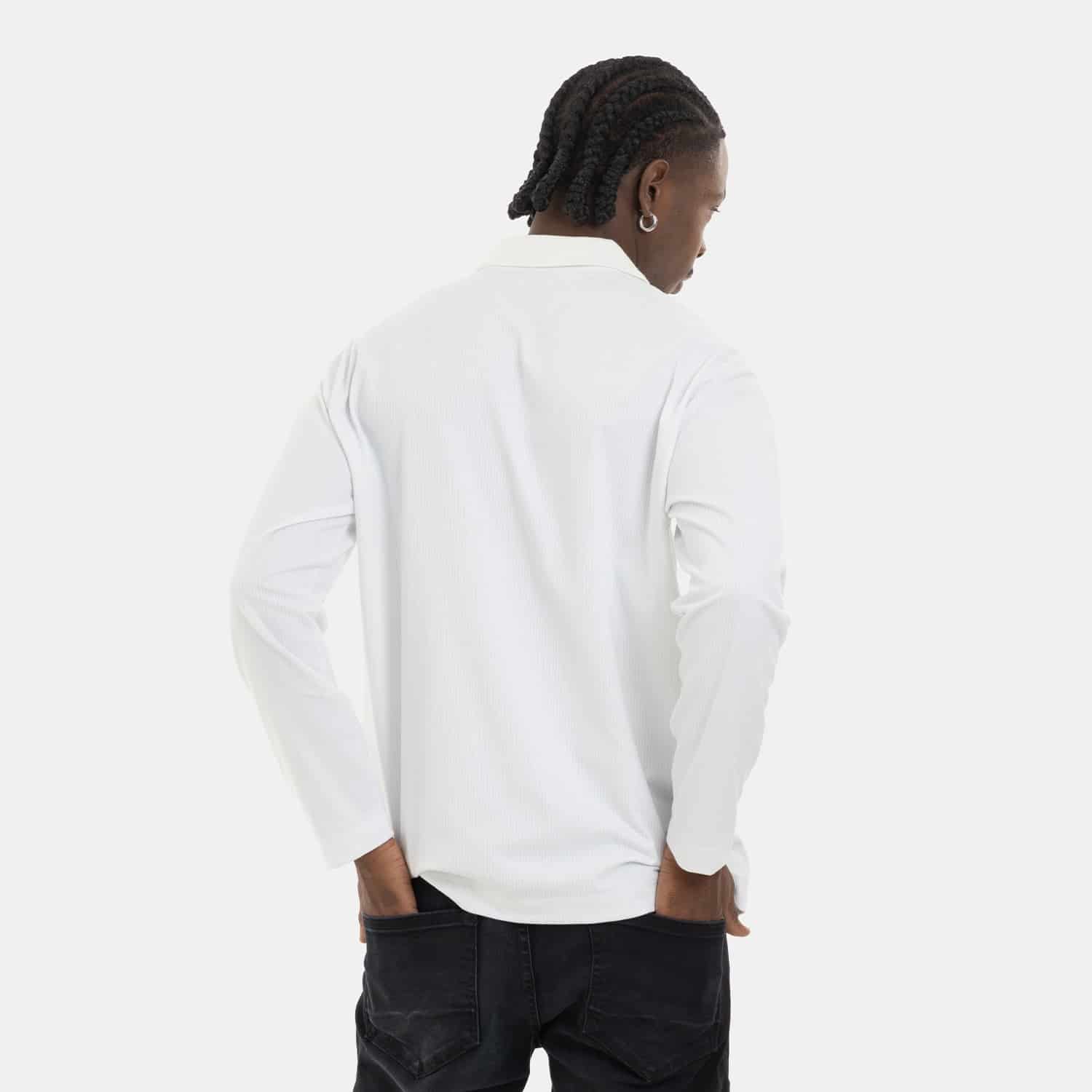 Zip Polo Sweatshirt White - miniatura 4