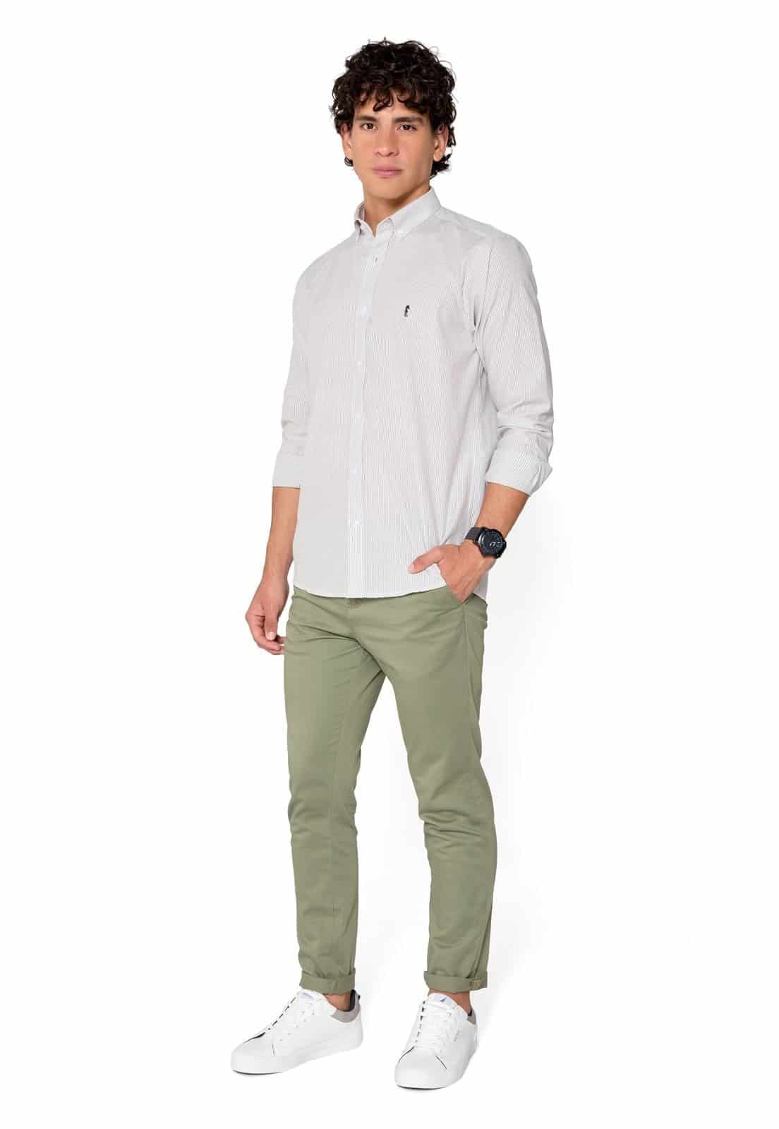 Camisa Manga Larga Oxford Rayas Grises - miniatura 5