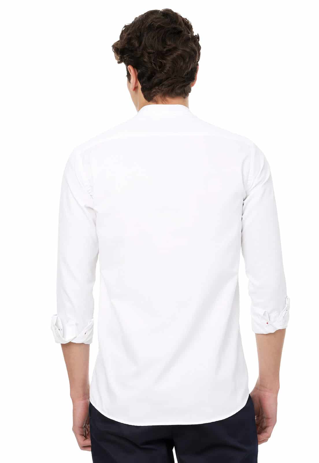 Camisa cuello nerú  blanca slimfit - miniatura 2