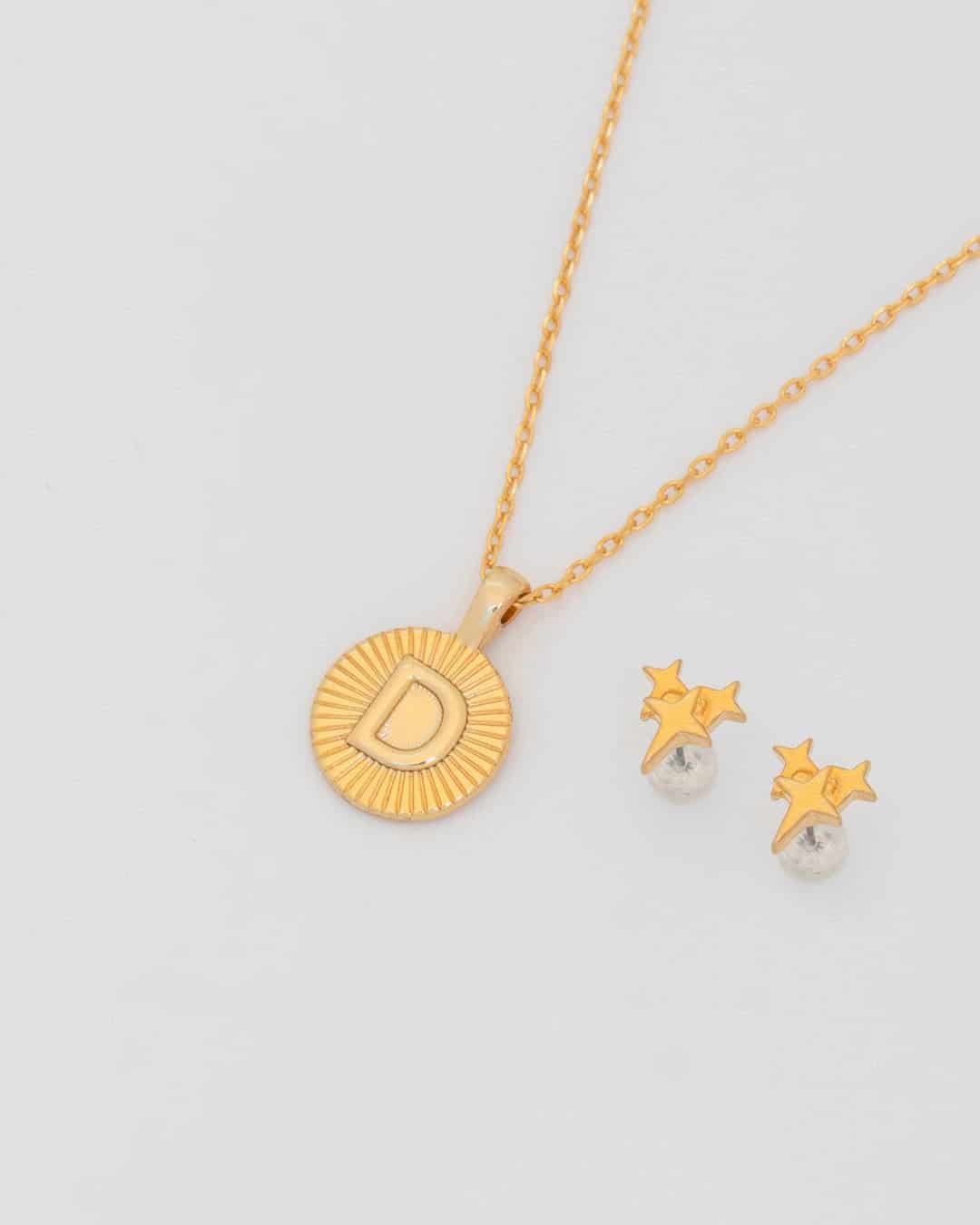 Collar Letra Destellos + Aretes - miniatura 5