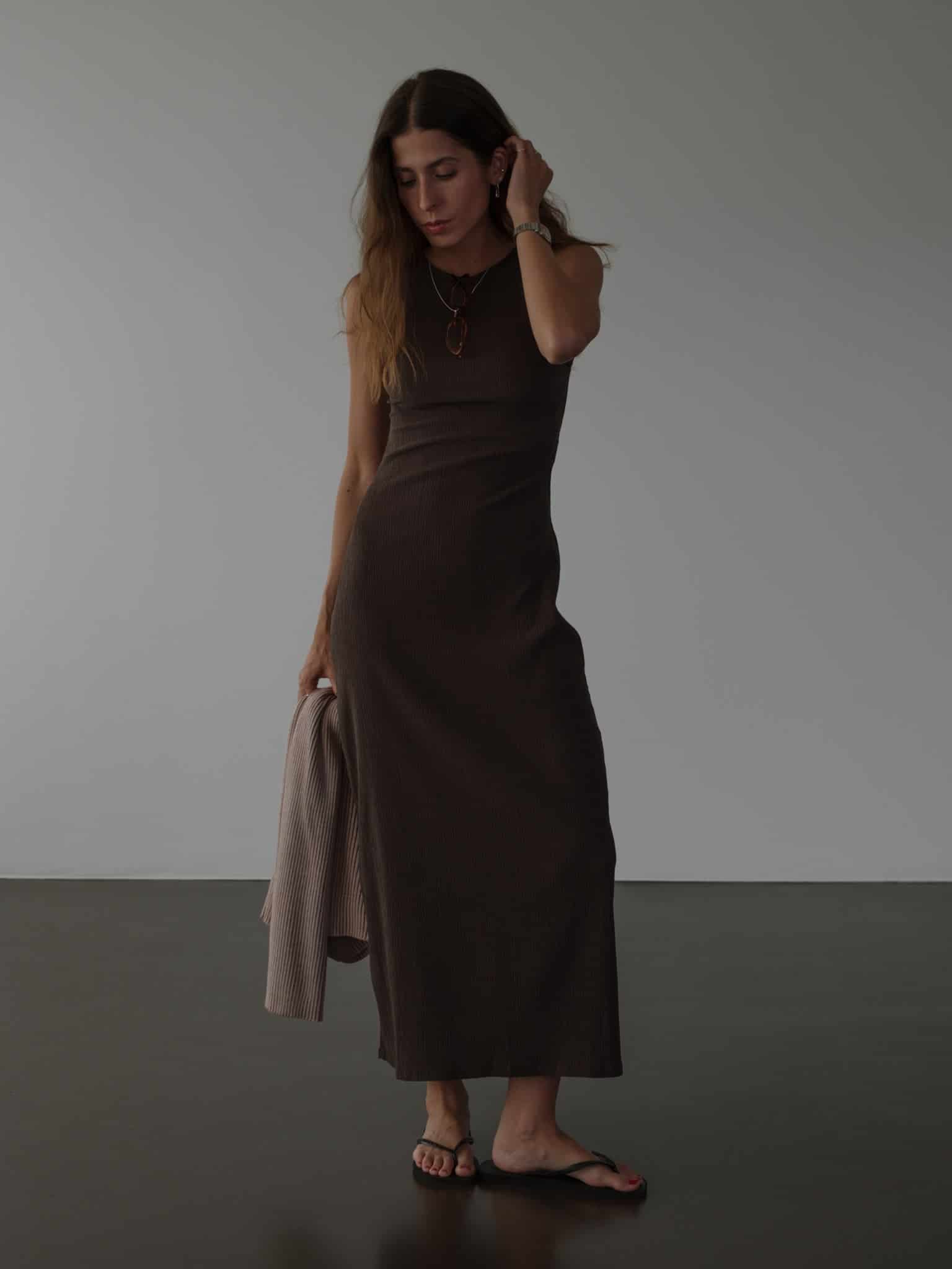 LONG TANK DRESS - BROWN - miniatura 4